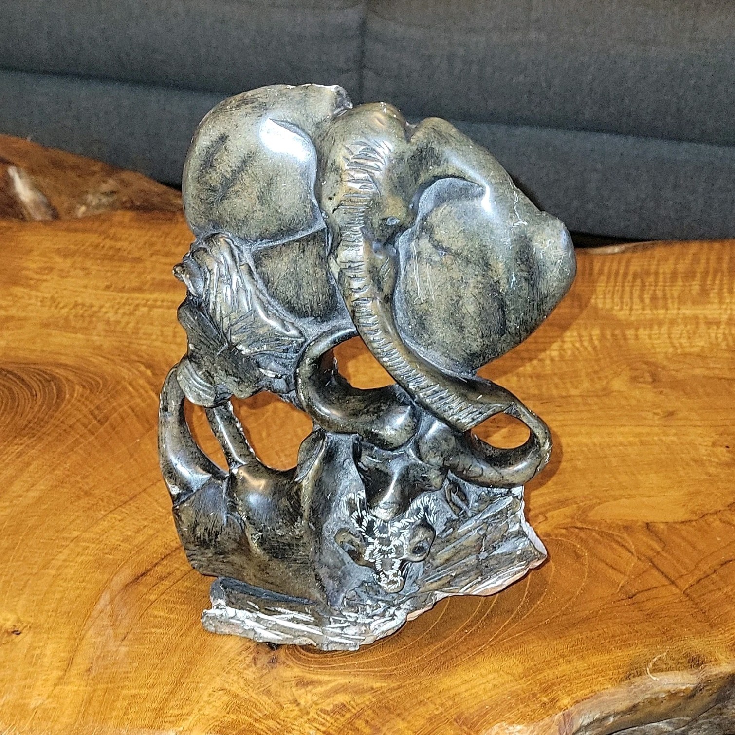 Vintage Shona Stone Sculpture Big Five African Safari Hand Carved Zimbabwe 8\
