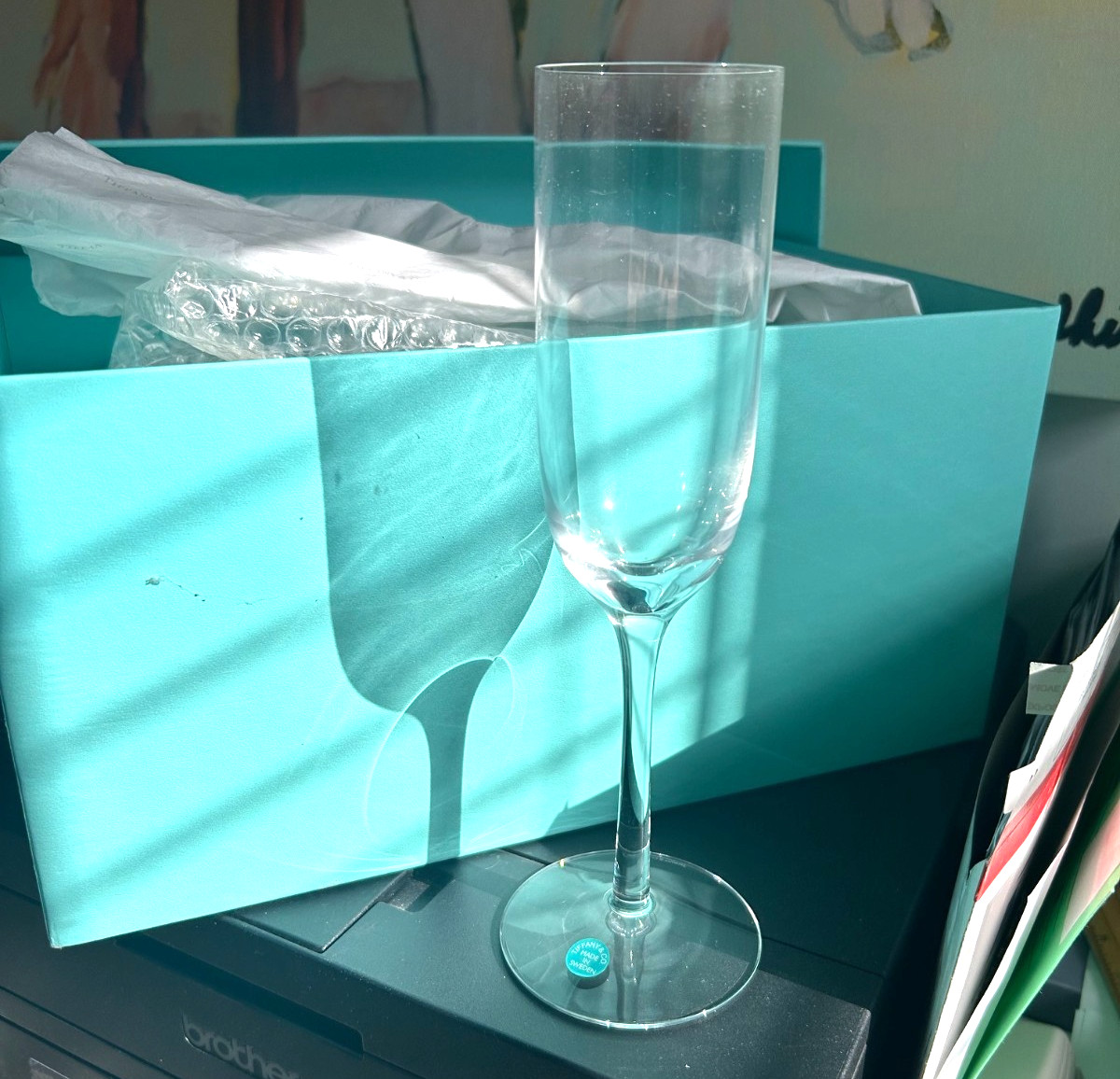 NEW Tiffany & Co. Clear Stemmed Champagne Flutes Solid Glass Set for 2 (2pc) NEW Tiffany & Co. Clear Stemmed Champagne Flutes Solid Glass Set for 2 (2pc)