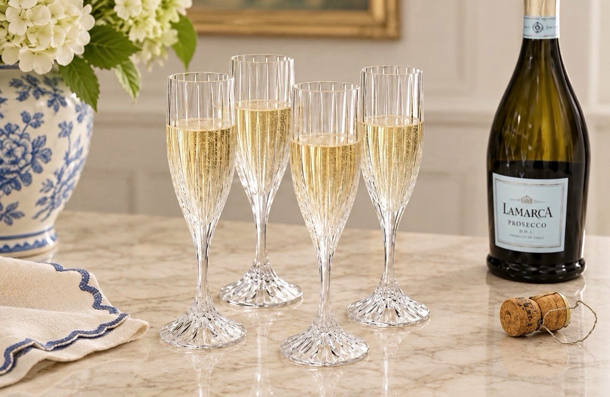 Vintage Mikasa Park Lane Crystal Champagne Flute Glasses, set of 4