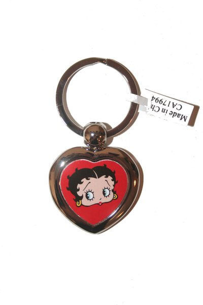 BETTY BOOP LICENSED HEART SHAPE PICTURE  METAL KEYCHAIN .. NEW