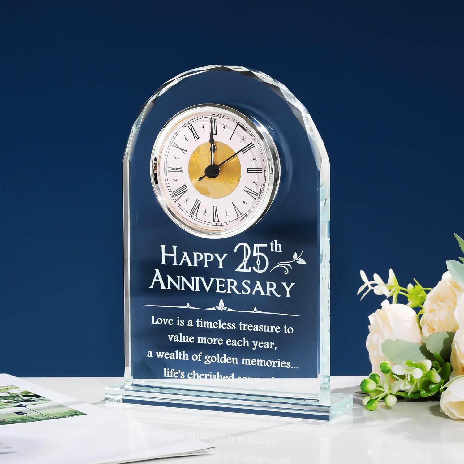 YWHL 25th Wedding Anniversary Clock Gifts for Parents, 25 Years Clear YWHL 25th Wedding Anniversary Clock Gifts for Parents, 25 Years Clear