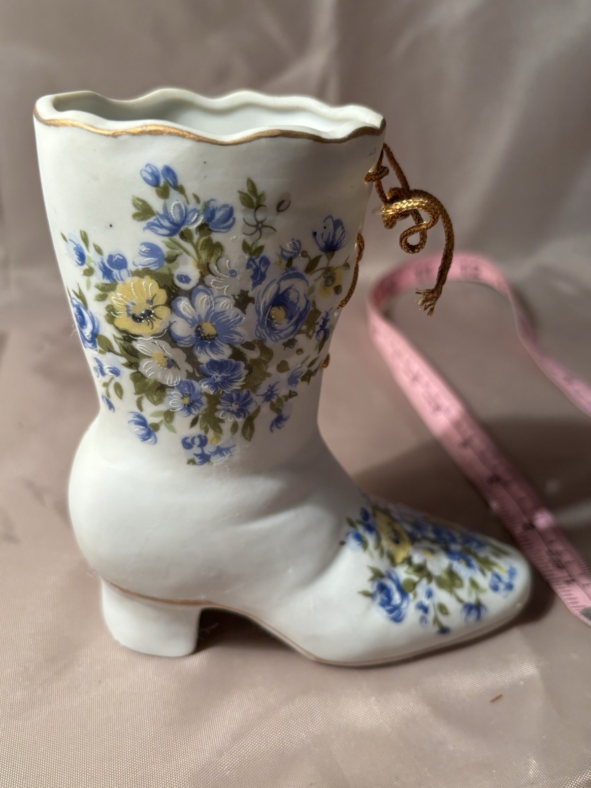 Enesco Floral Boot Shoe Ceramic Vase Hand Painted Porcelain 5 1/4\