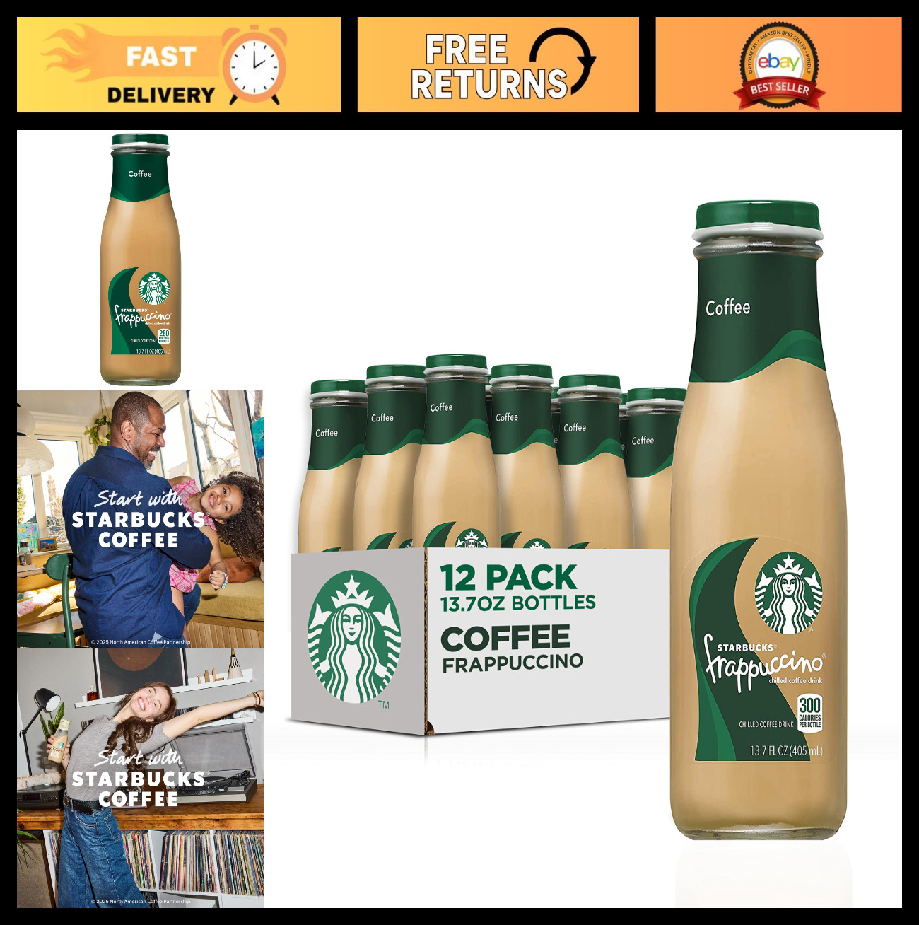 Delicious Coffee Frappuccino Drink, 13.7 fl oz Bottles, 12 Pack - Refreshing Ice Delicious Coffee Frappuccino Drink, 13.7 fl oz Bottles, 12 Pack - Refreshing Ice