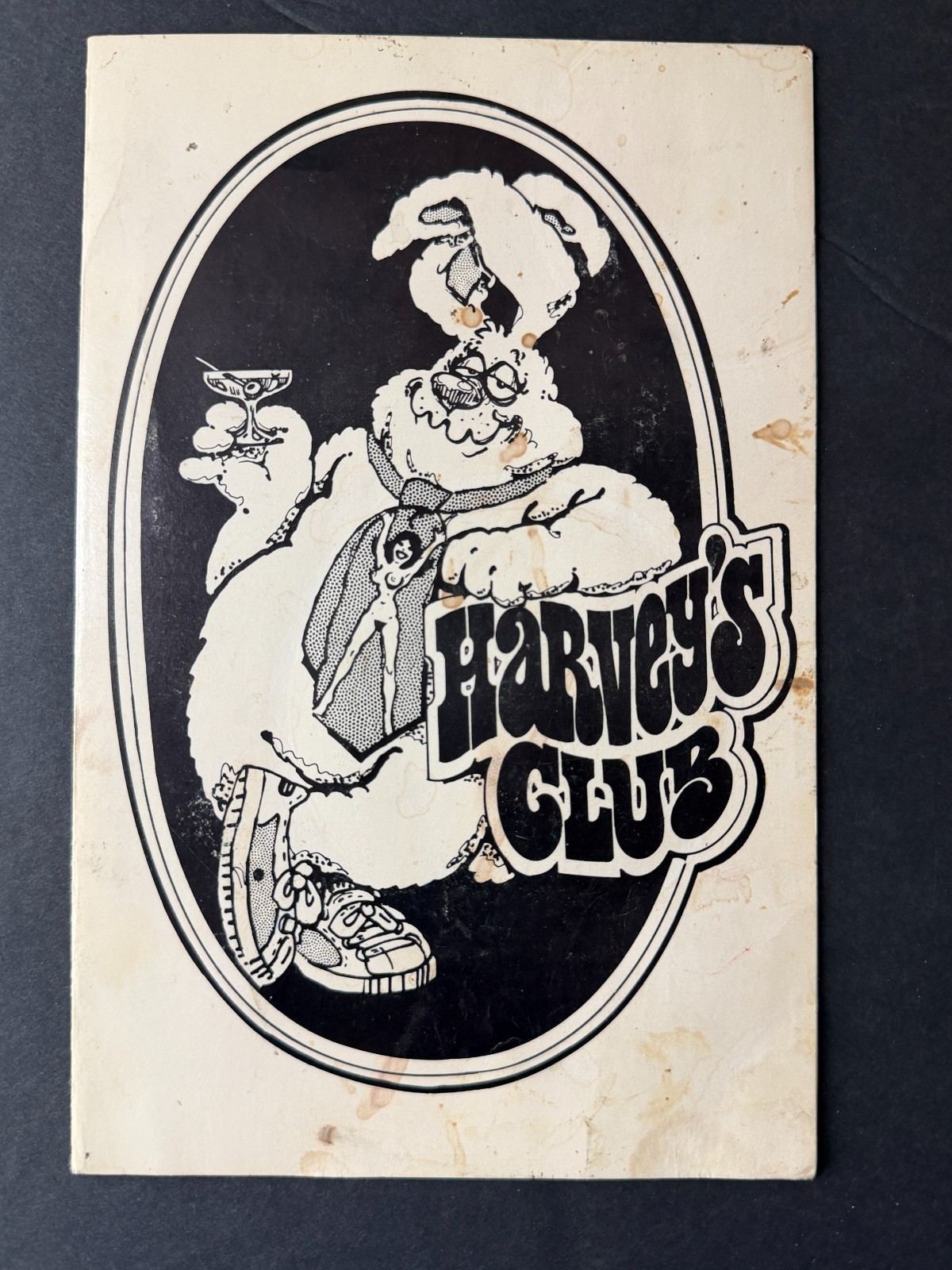 Vintage Harvey\'s Theater Club Inglewood CA Restaurant Menu Cartoon Ephemera