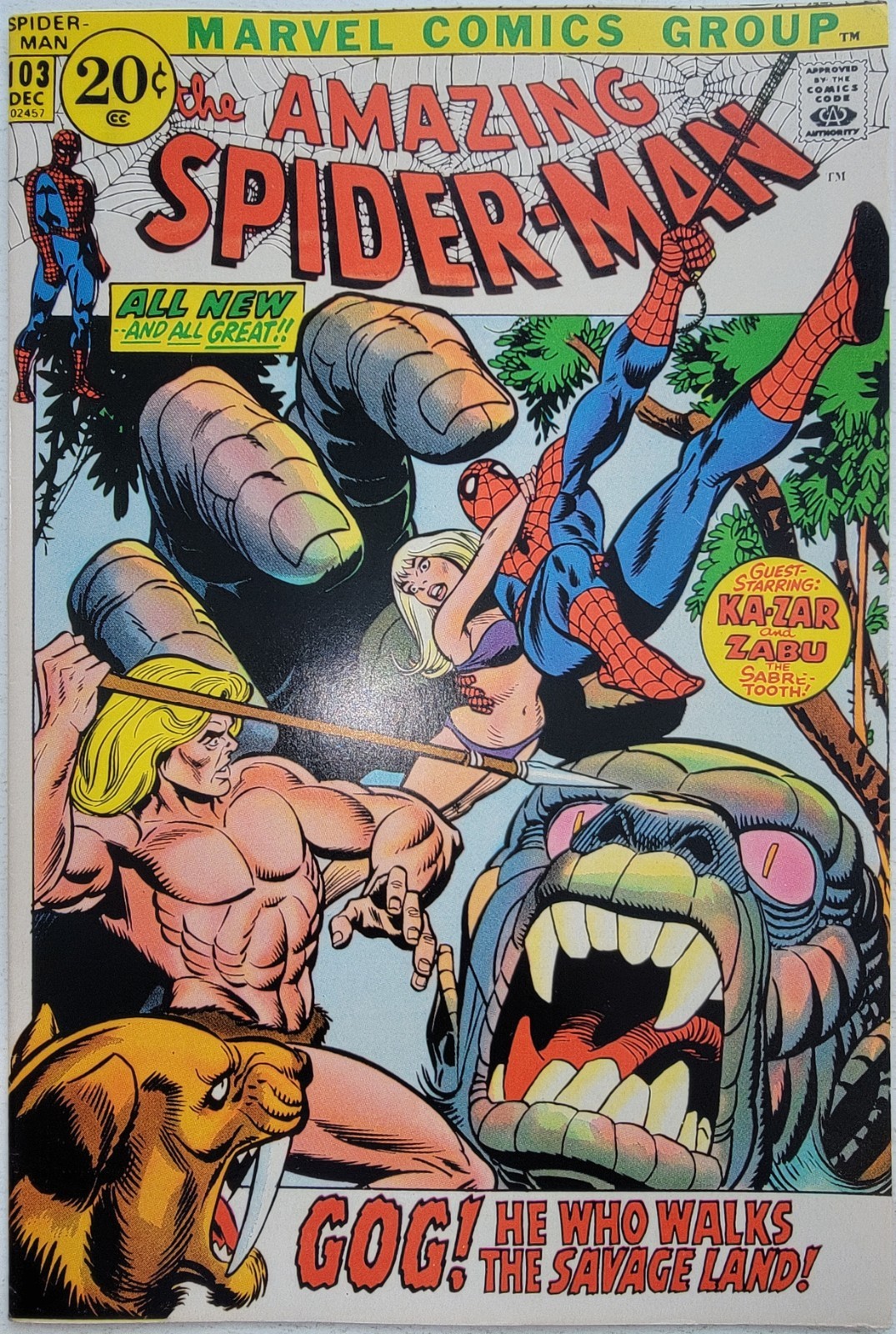 Amazing Spider-Man Bronze Age #103 NM- 1st App of GOG 1971 Ka-Zar App High Grade
