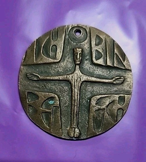 Vintage MCM GERMAN Bronze Cross CHRIST EGINO WEINERT 3
