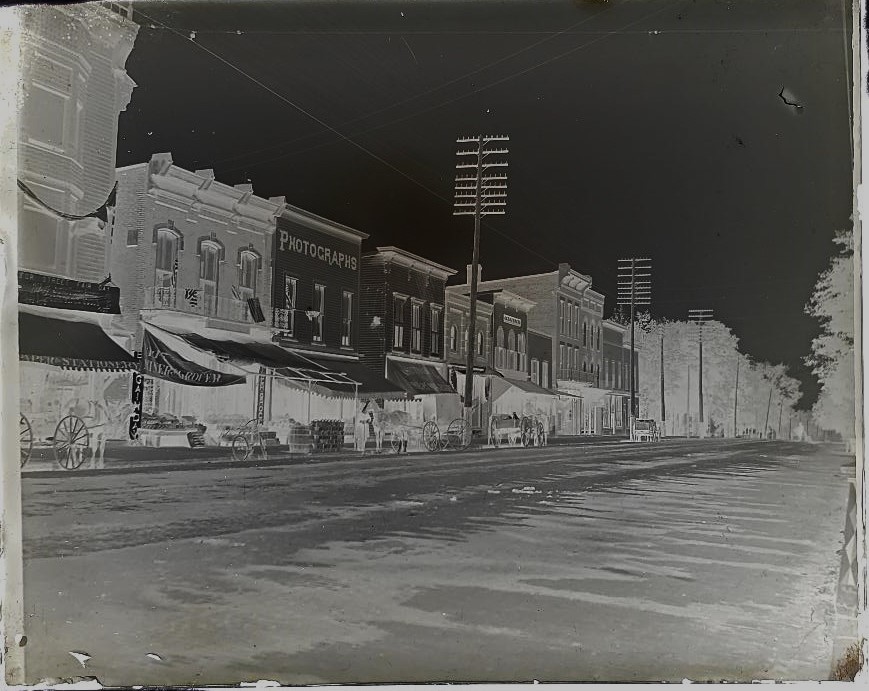 Antique Glass Negative Photo Ashtabula Ohio Street Fair Patriotic American Flags