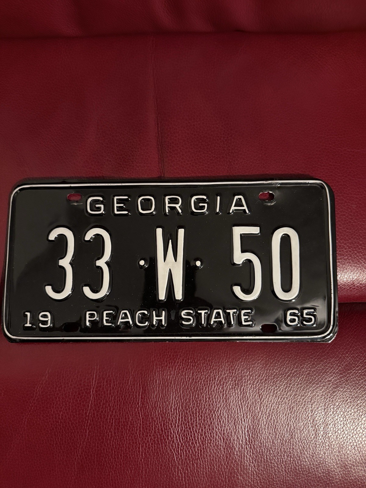 Original 1965 Georgia Truck License Plate 33-W-50 Upson County Low Number