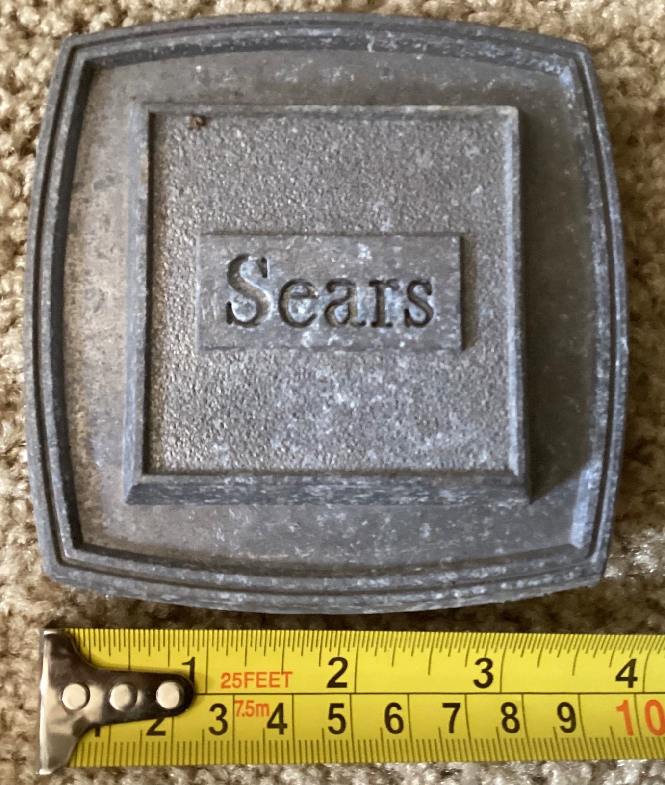 Vintage Sears Square Metal Cyclone Fence Emblem Logo Plate Old Advertising Sign