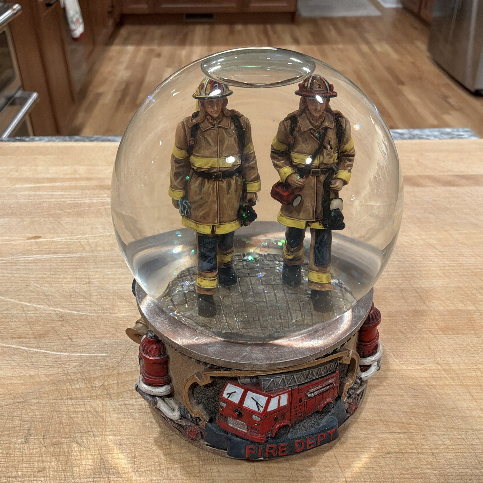 Red Hats of courage WATERGlobe Figurine  team effort Vanmark fireman
