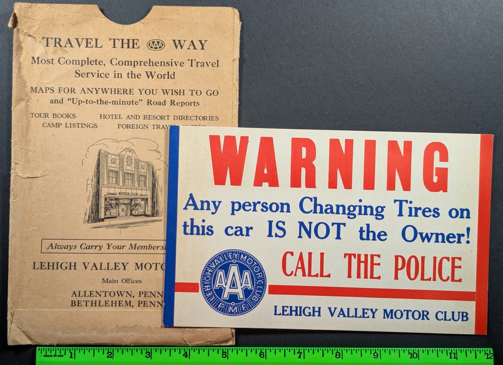 Vintage 1948 Triple A Motor Club Tires Warning Giant Postcard w/ Mailer Vintage 1948 Triple A Motor Club Tires Warning Giant Postcard w/ Mailer
