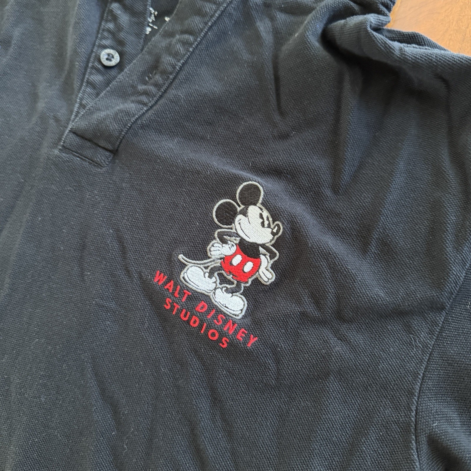MENS DISNEY WALT DISNEY ANIMATION STUDIOS POLO SHIRT LARGE BLACK