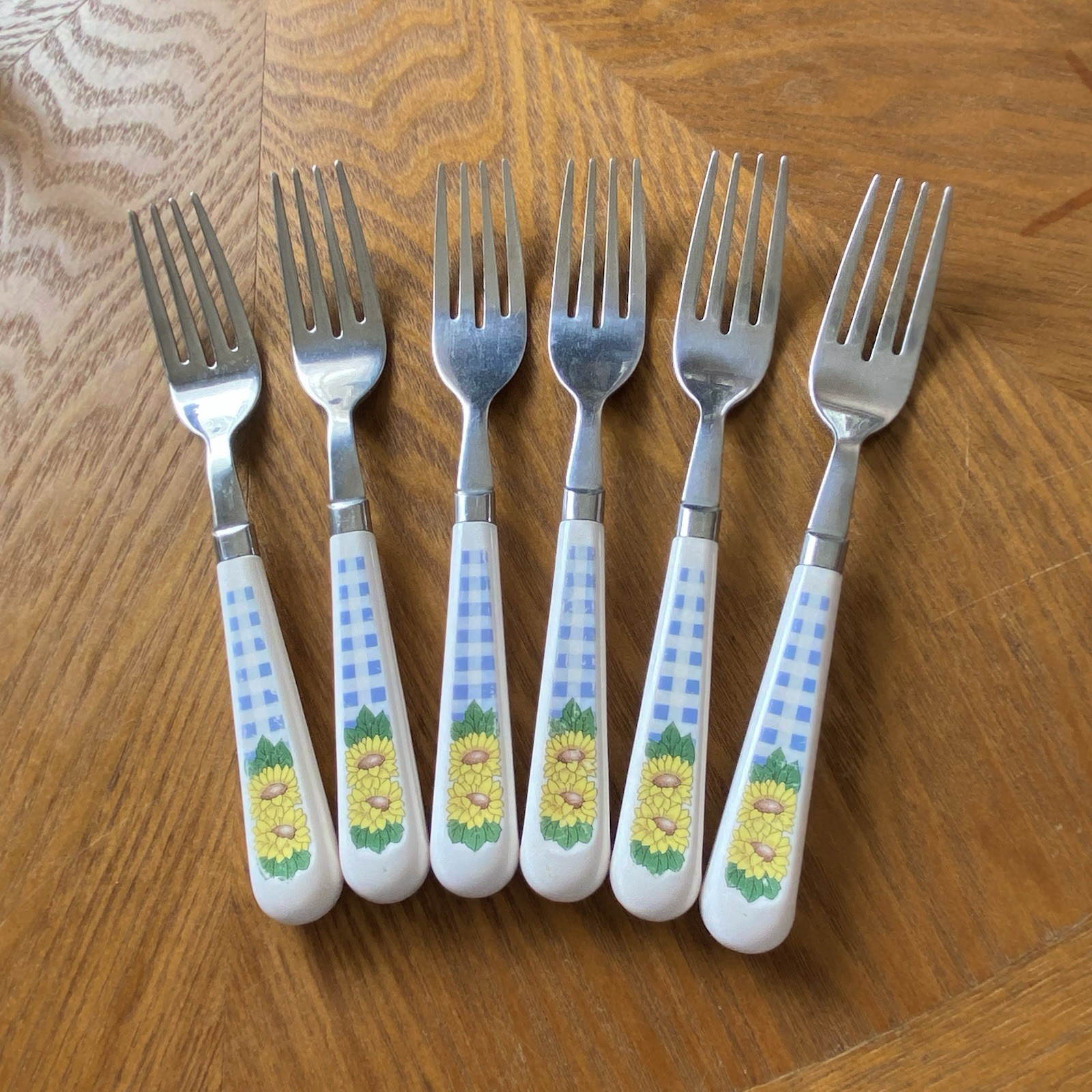 Corelle SUNSATIONS FLATWARE SET 6 Regent Sheffield Stainless SUNFLOWERS Forks