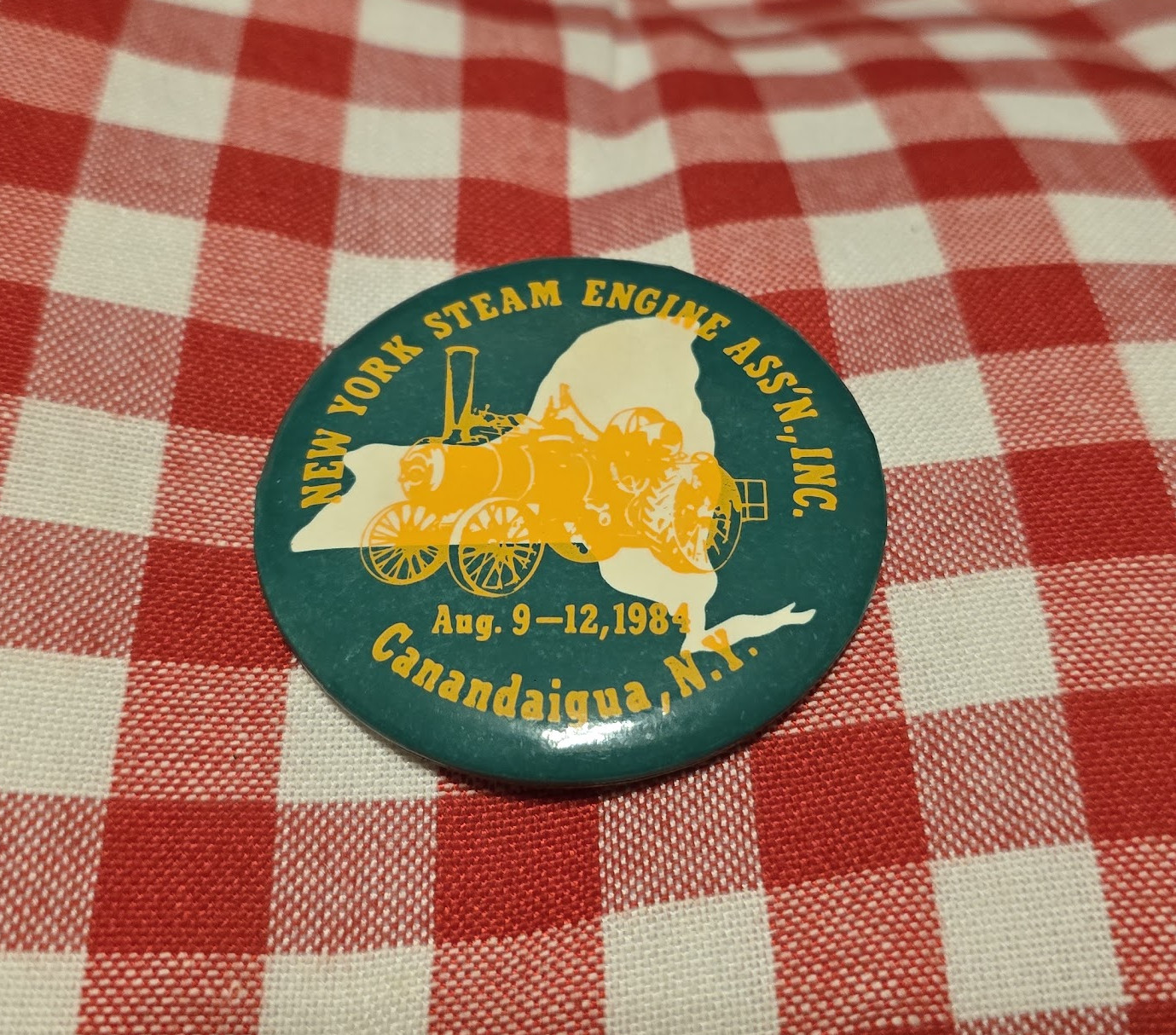 Vintage 1984 New York Steam Engine Ass’n Inc Canandaigua Steam Festival Button