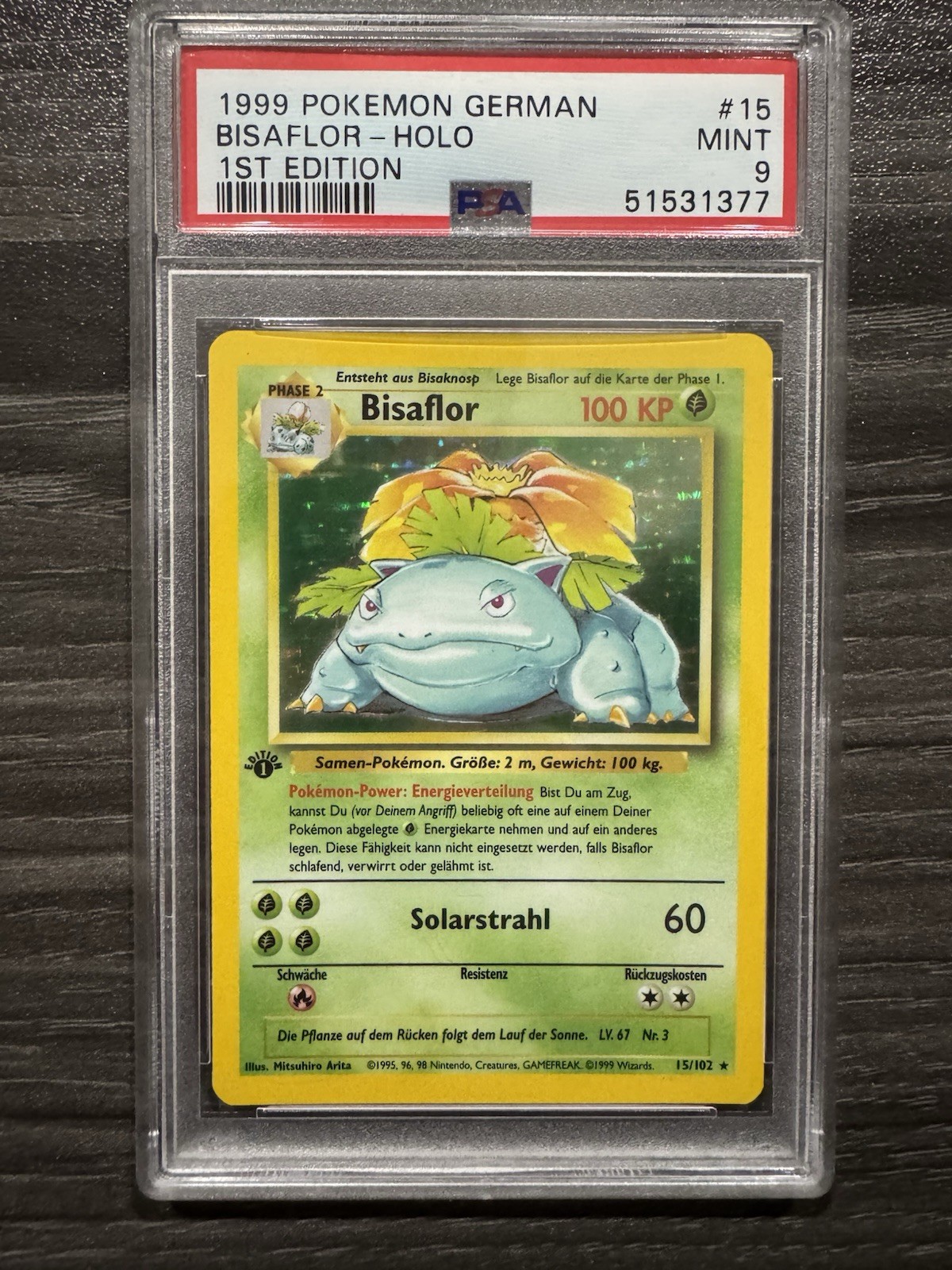 Wizards Pokémon 1999 German Bisaflor Holo 1st Edition 15/102 PSA 9