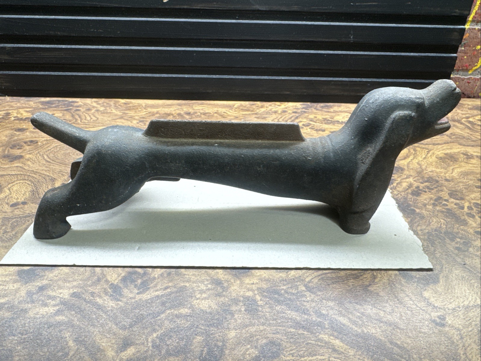 Vintage Cast-Iron Wiener Dog Boot Scraper  Shoe Cleaner Toe Kick Door Feature