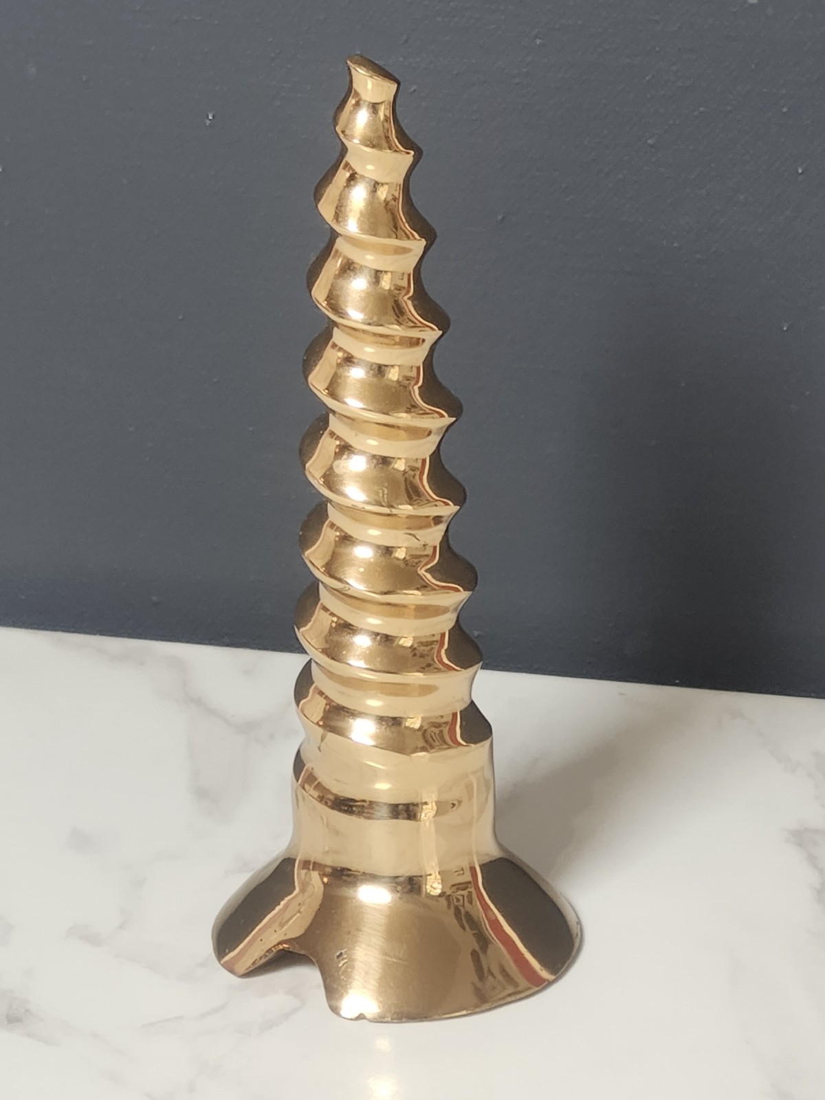 Vintage Solid Brass Giant Screw Paperweight Sculpture Heavy MCM Desk Decor 2lbs