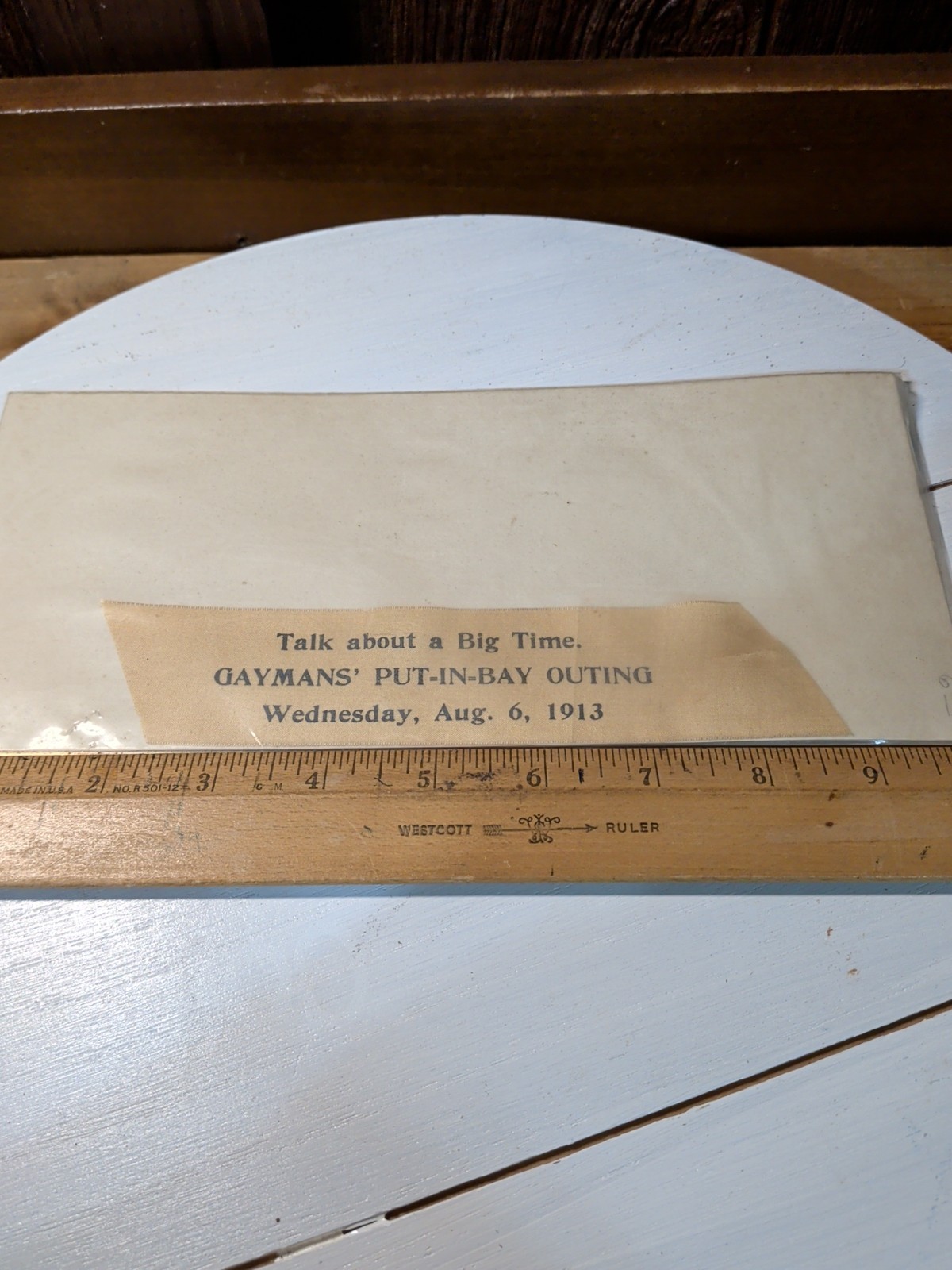 Put In Bay Ohio Silk Cloth Ribbon Gaymans' Outing August 6 1913 Rare Lake Erie 