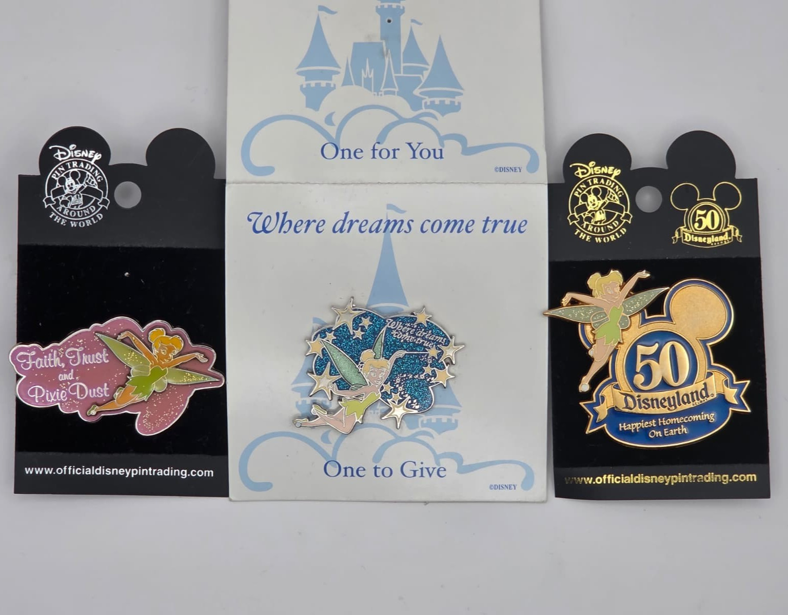 Disney Tinker Bell Pins Lot of 3 50th Anniversary Faith Trust Pixie Dust. Disney Tinker Bell Pins Lot of 3 50th Anniversary Faith Trust Pixie Dust.