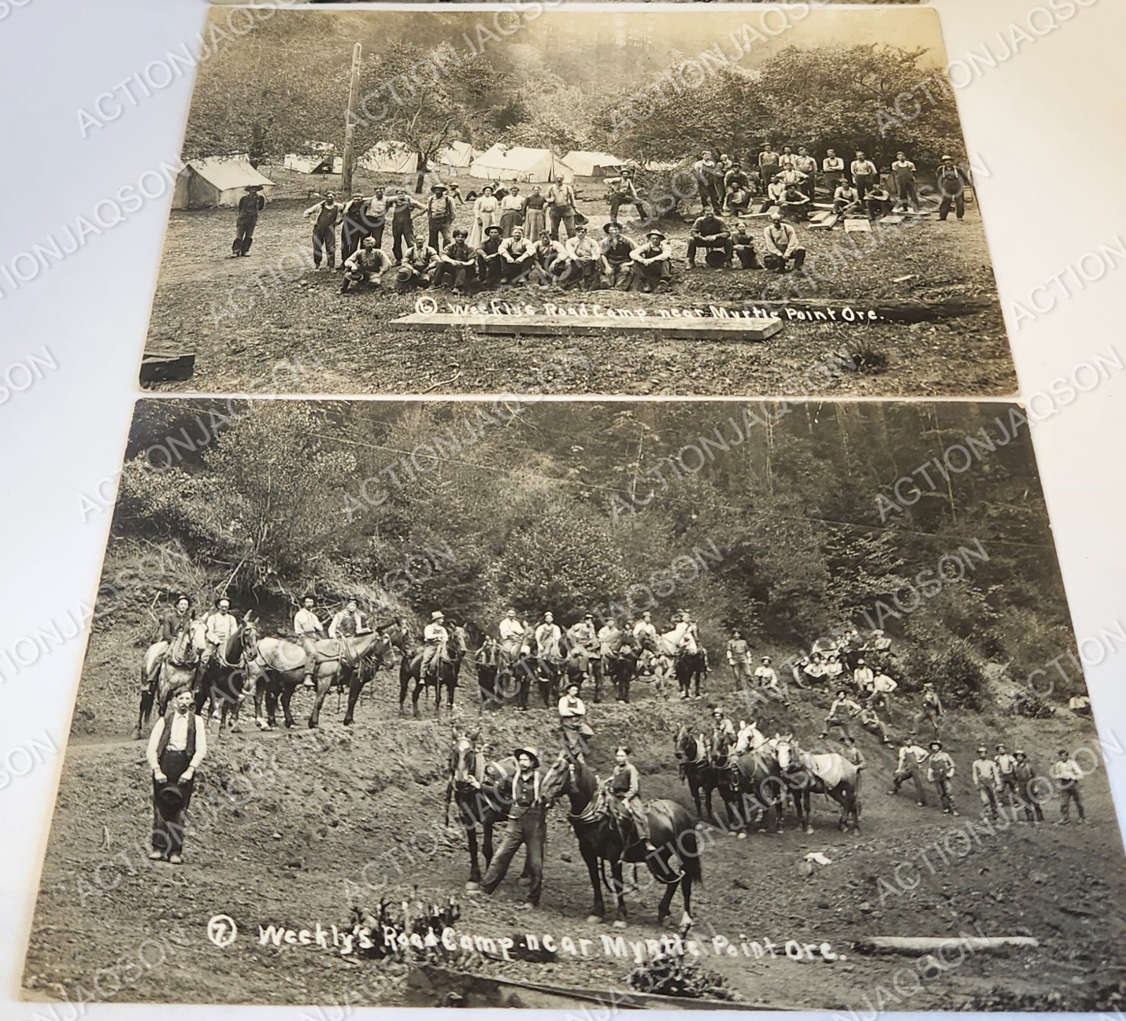 RPPC Weekly's Road Camp Near Myrtle Point Oregon Logging Road Building 1912 RPPC Weekly's Road Camp Near Myrtle Point Oregon Logging Road Building 1912