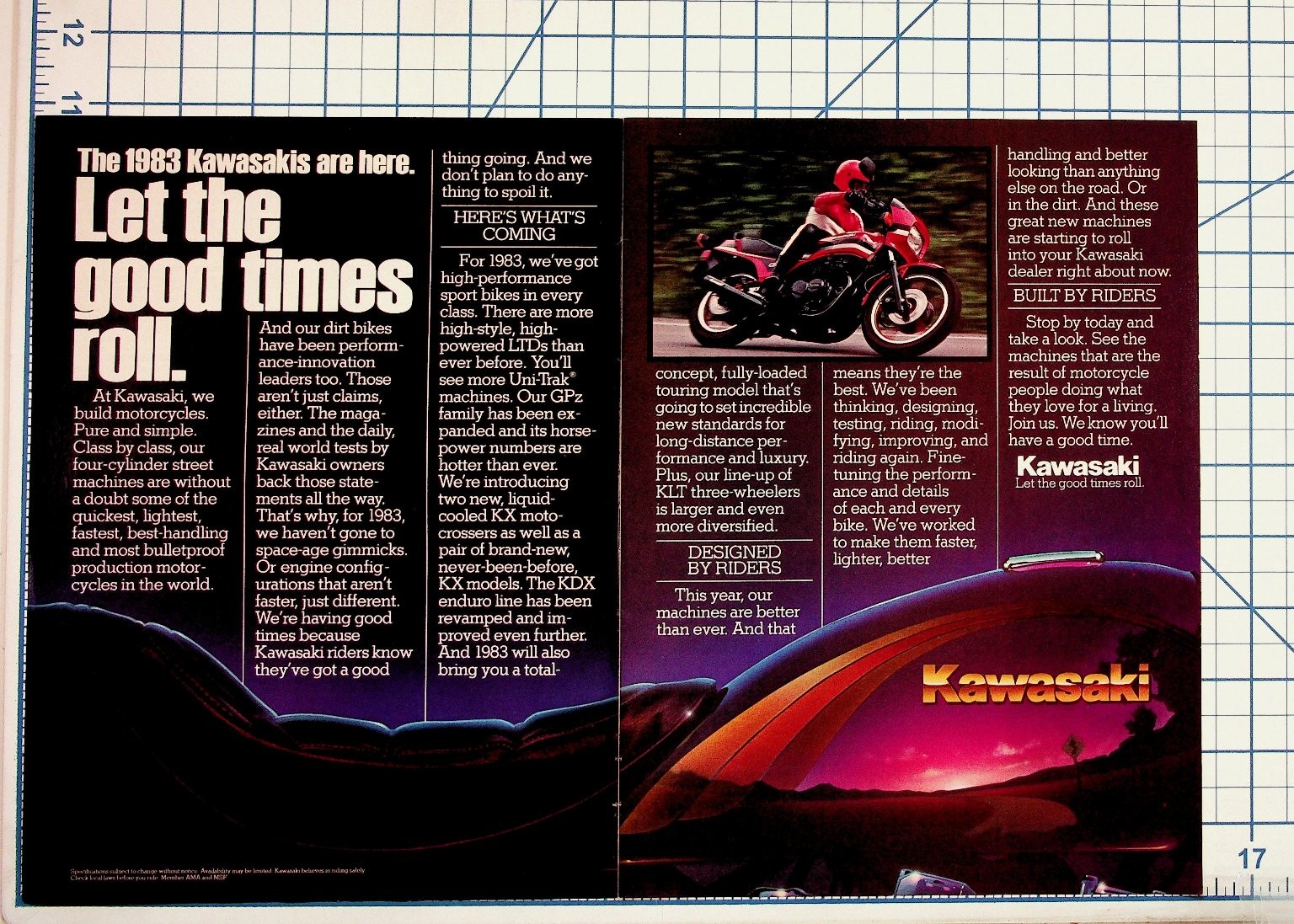 1983 Kawasaki Motorcycles Vintage Ad - Let The Good Times Roll Magazine Print 1983 Kawasaki Motorcycles Vintage Ad - Let The Good Times Roll Magazine Print