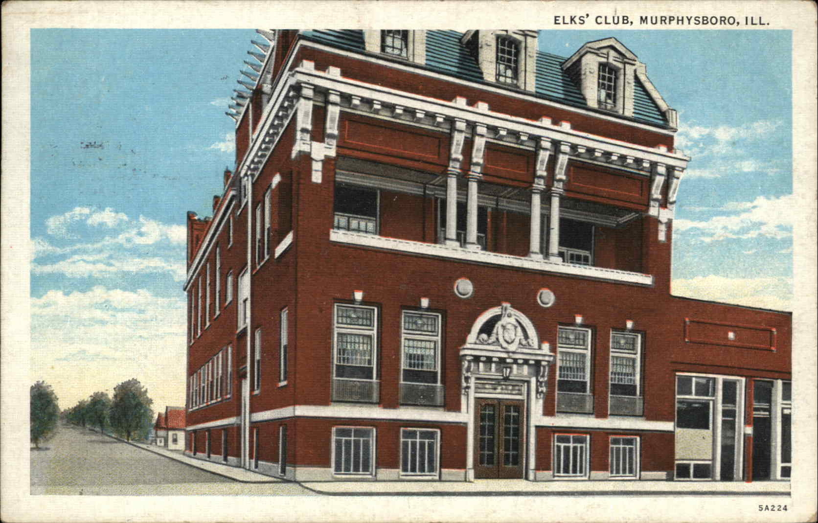 Murphysboro Illinois IL Elks Club c1940s Postcard