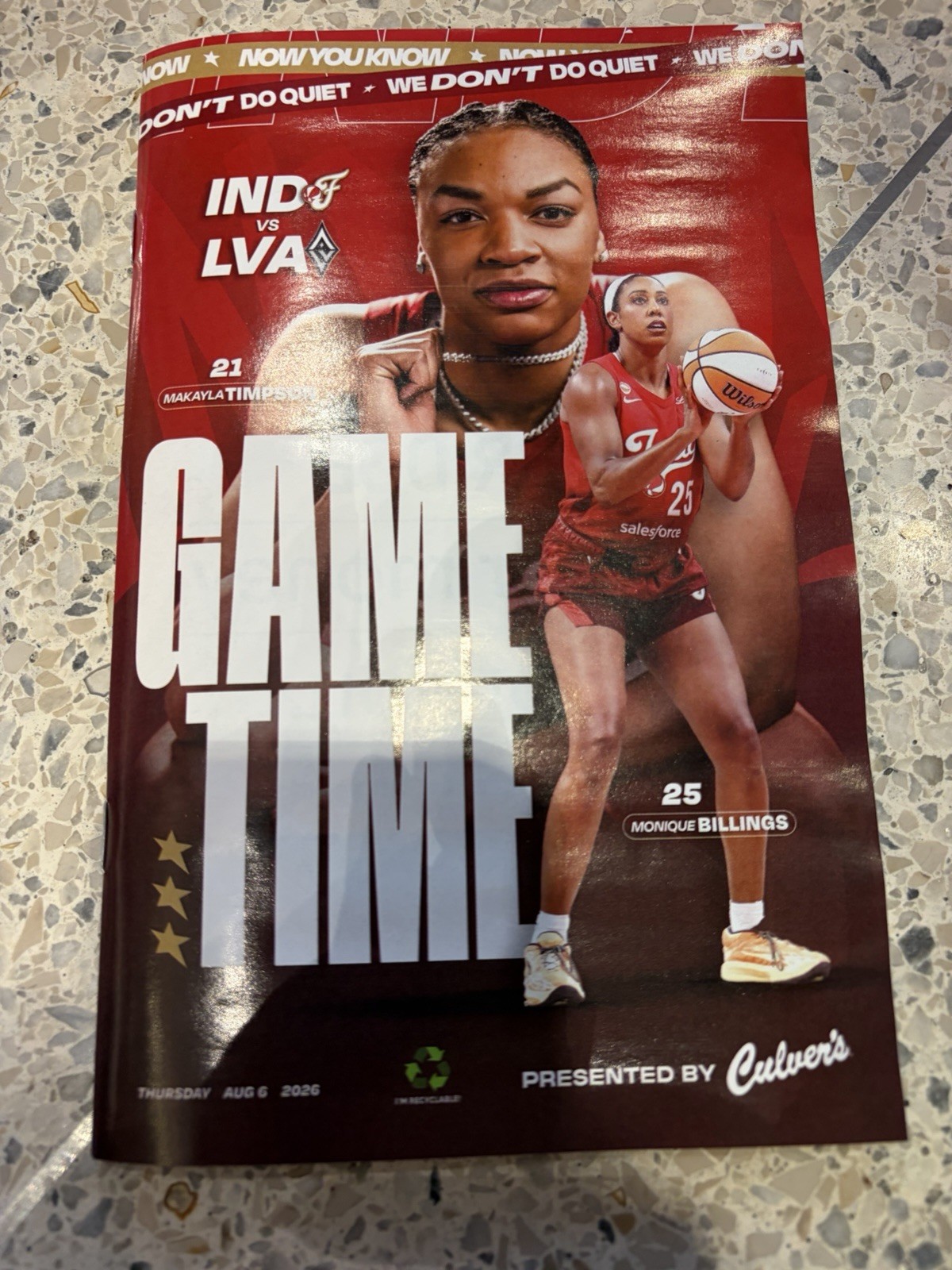 August 6, 2026 Indiana Fever Gametime Program Caitlin Clark Makayla Timpson