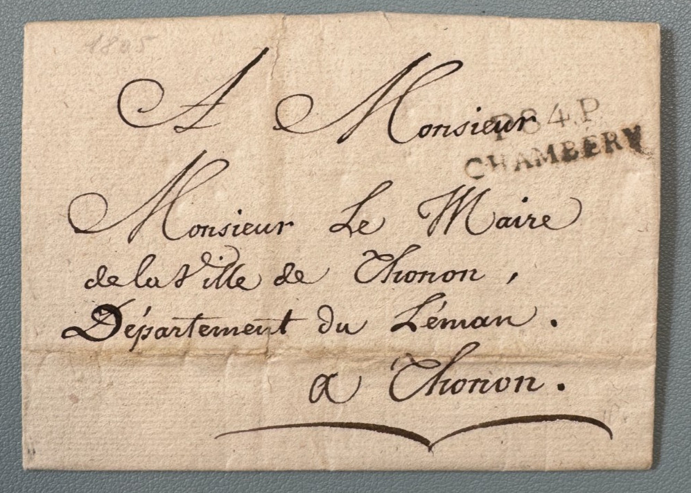 1805 / Port Paidé de CHAMBERY (Department Conquered du MONT BLANC) for THONON 1805 / Port Paidé de CHAMBERY (Department Conquered du MONT BLANC) for THONON