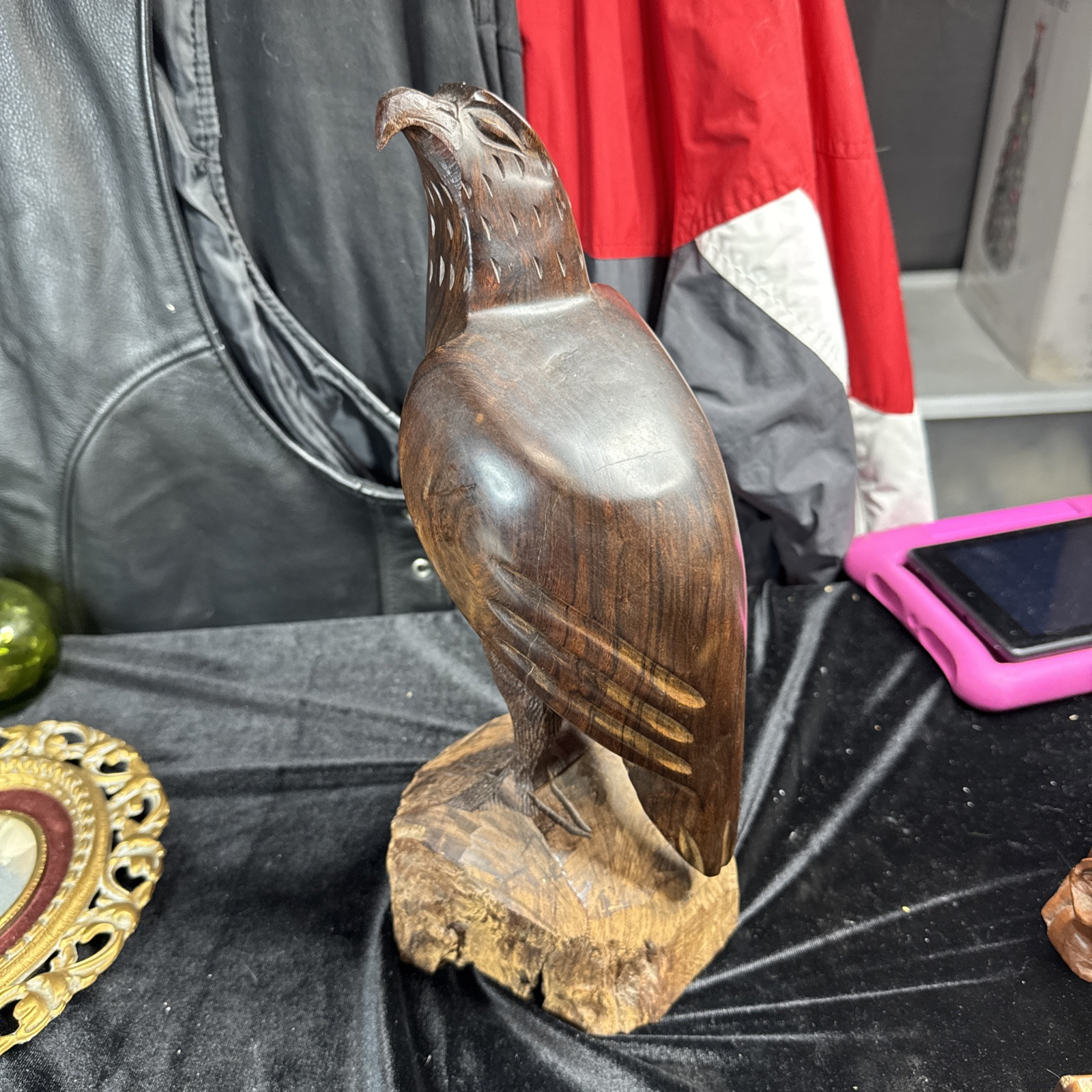 HAND CARVED IRONWOOD EAGLE SCULPTURE FIGURE Heavy