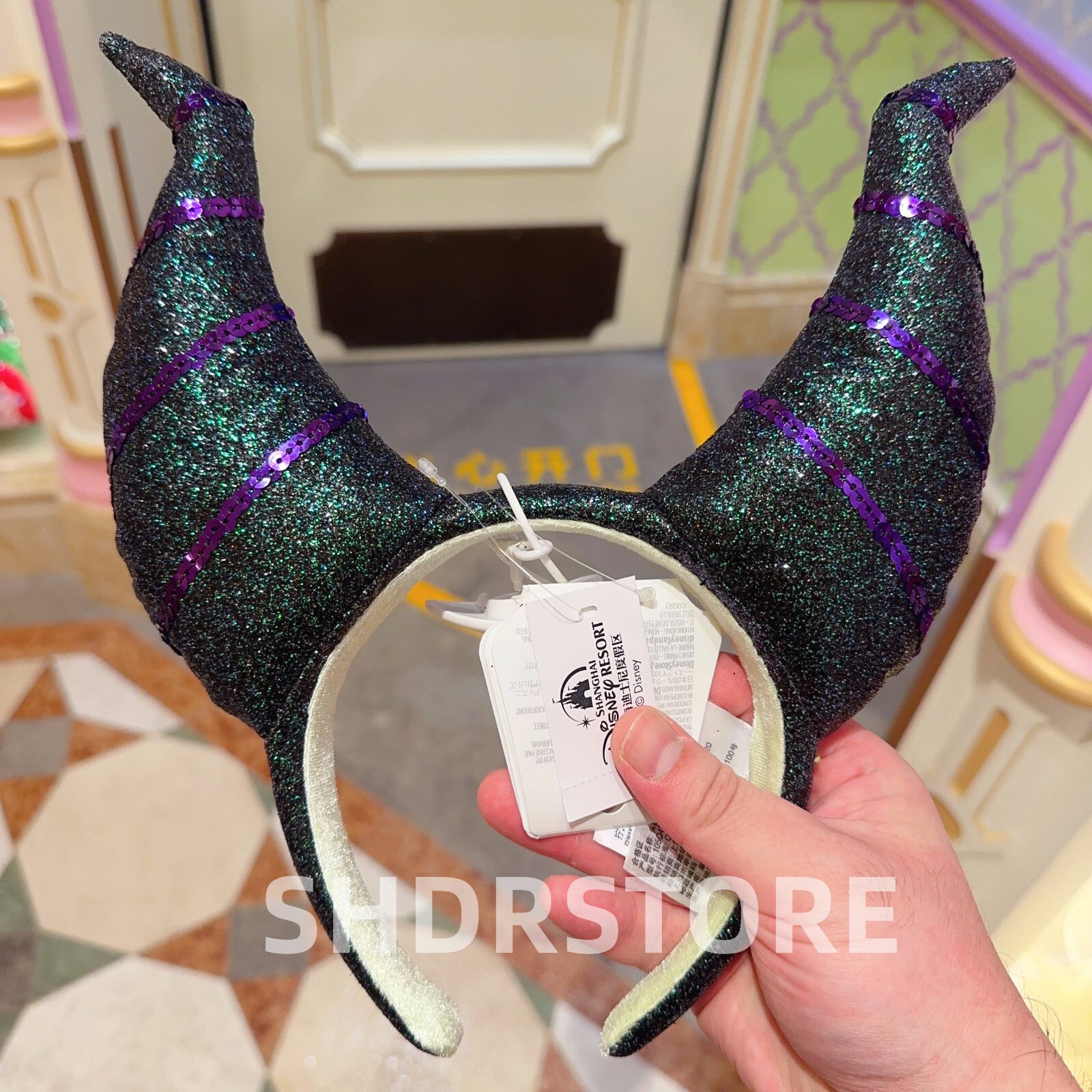 Disney authentic 2024 maleficent minnie mouse ear halloween headband disneyland
