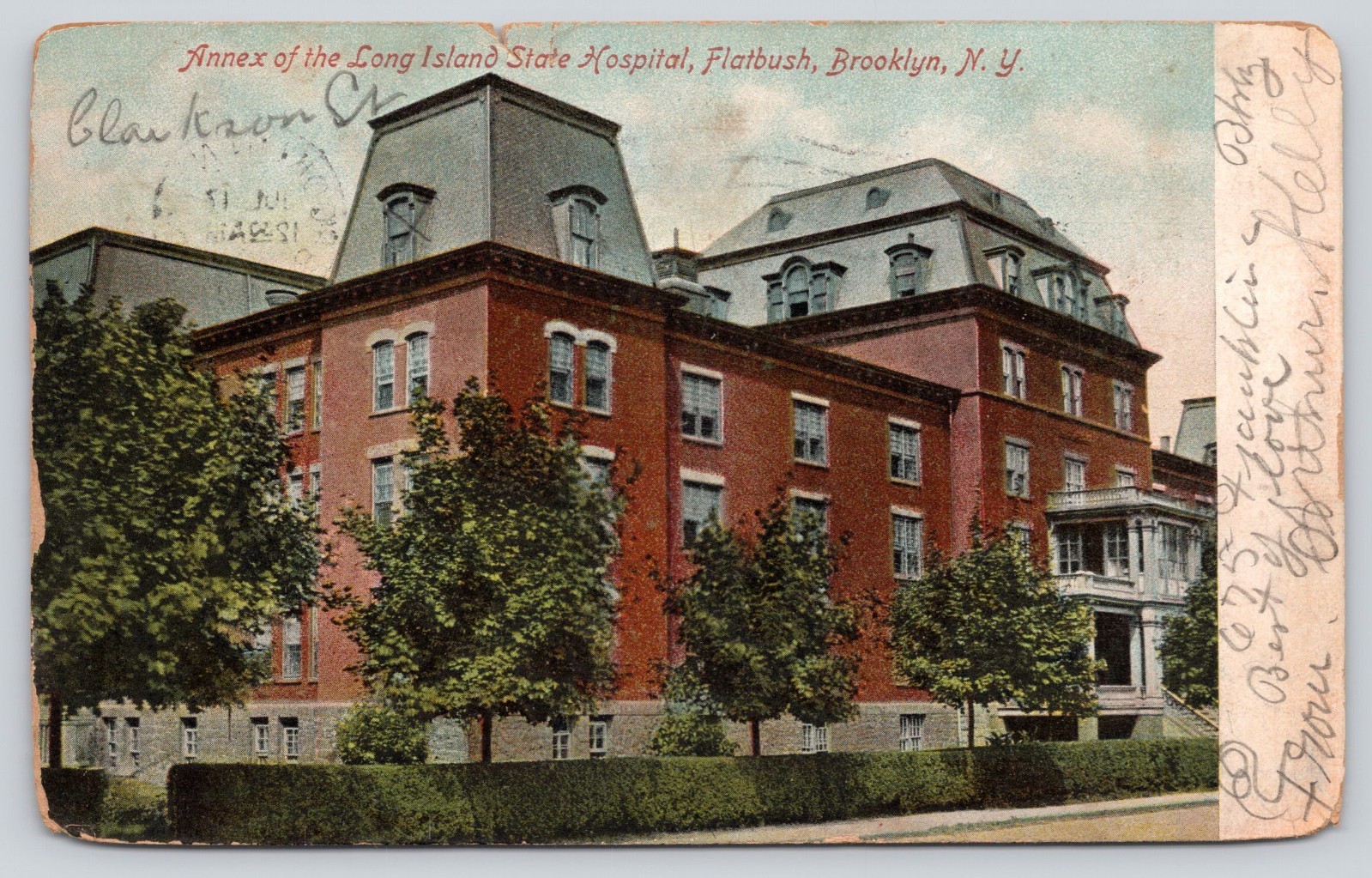 Annex of the Long Island State Hospital, Flatbush Brooklyn NY Postcard 1908 UDB Annex of the Long Island State Hospital, Flatbush Brooklyn NY Postcard 1908 UDB