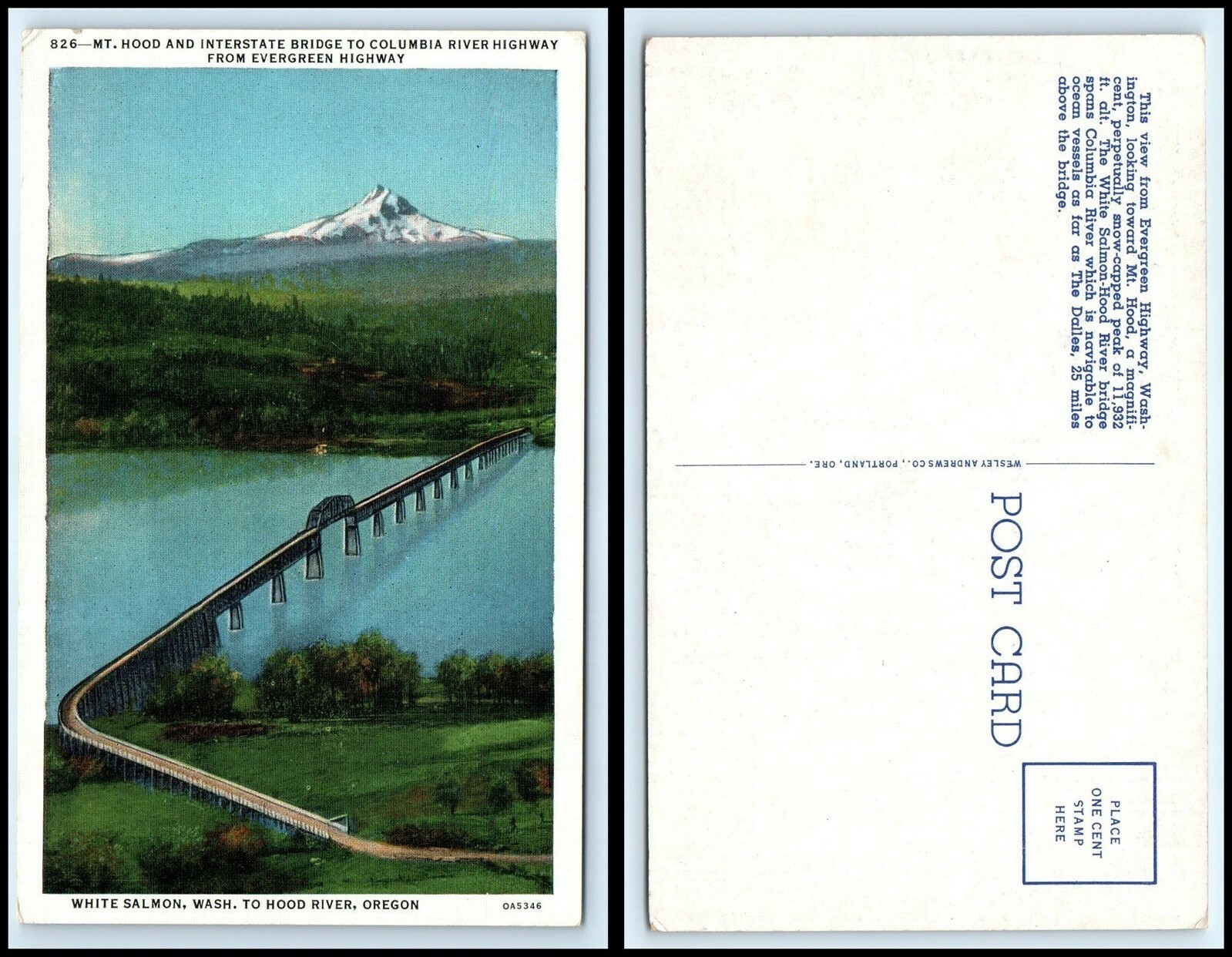 OREGON Postcard - Mt. Hood & Interstate Bridge from Evergreen Highway O12 OREGON Postcard - Mt. Hood & Interstate Bridge from Evergreen Highway O12