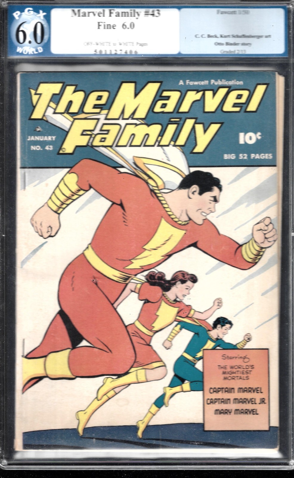MARVEL FAMILY #43 PGX 6.0- CC BECK- 1950 FAWCETT COMIC- FINE COPY MARVEL FAMILY #43 PGX 6.0- CC BECK- 1950 FAWCETT COMIC- FINE COPY