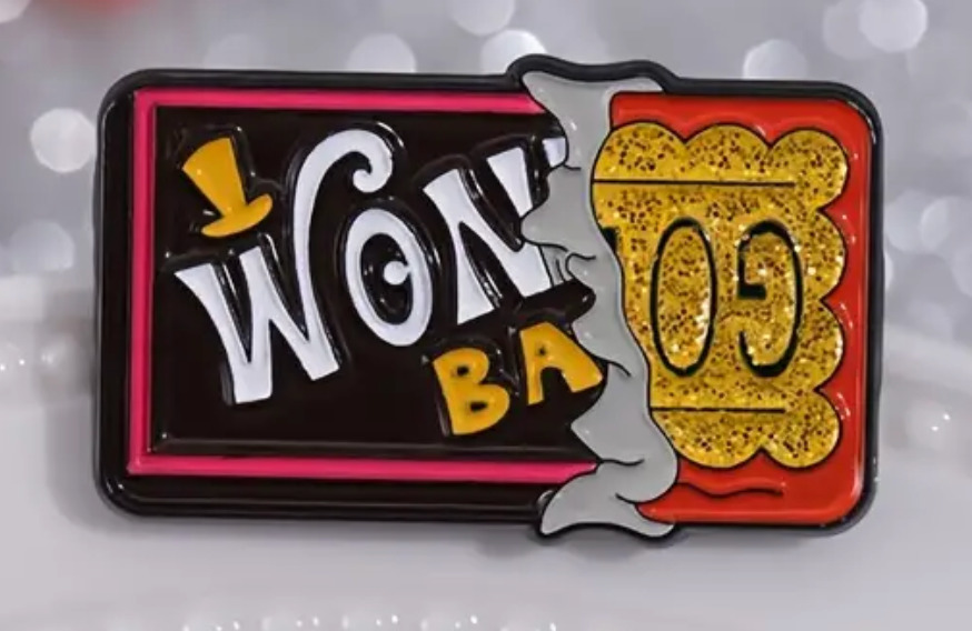 Wonka Bar candy golden ticket enamel pin brooch - 