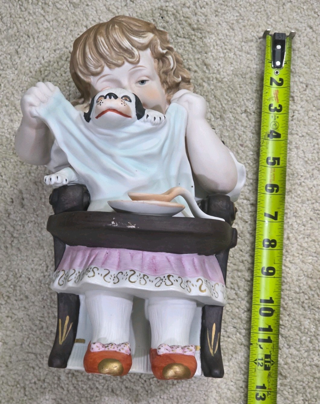 Vintage Bisque Child with dog figurine