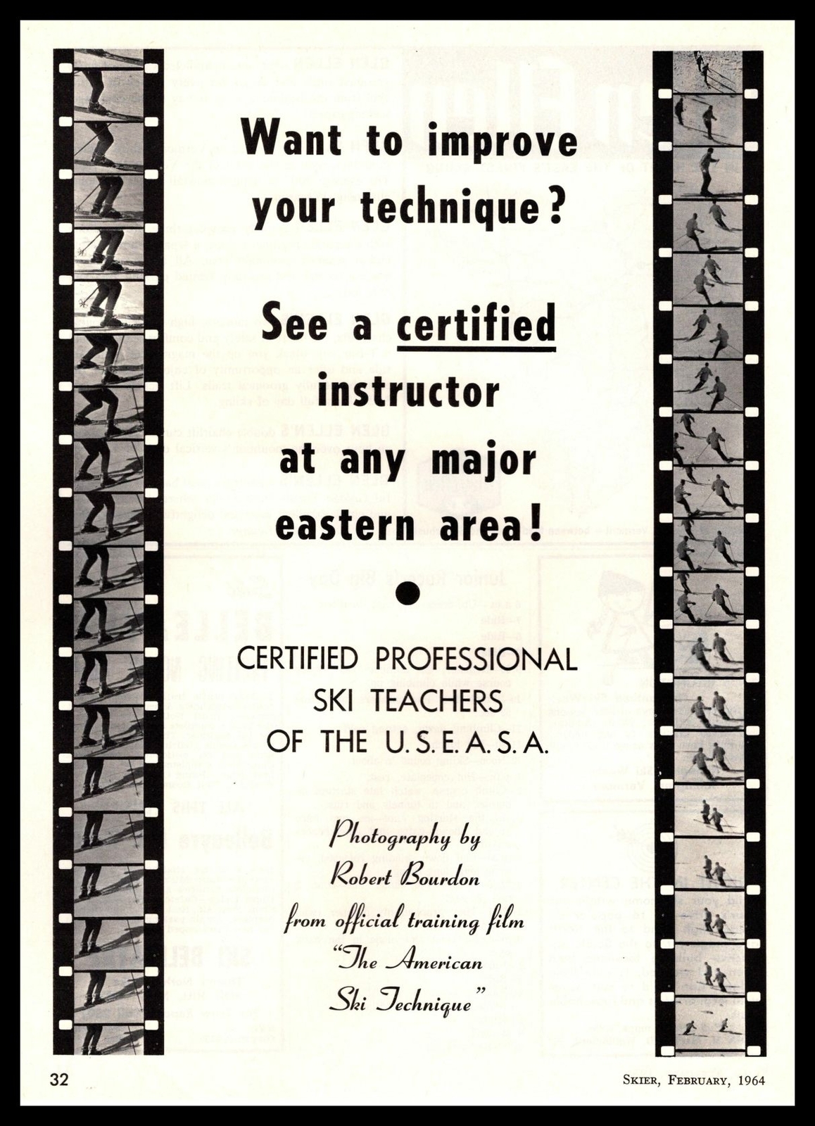 1964 Certified Professional Ski Teachers Of The U.S.E.A.S.A Vintage Print Ad