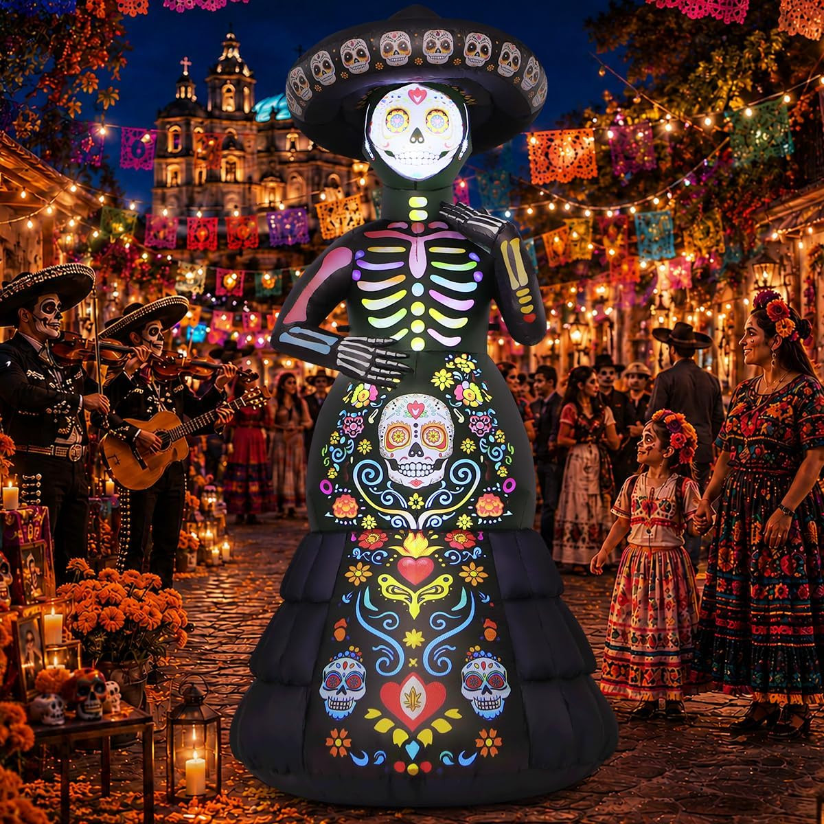 7.2FT Halloween Inflatables Outdoor Decorations Ghost Bride Halloween Blow Ups w 7.2FT Halloween Inflatables Outdoor Decorations Ghost Bride Halloween Blow Ups w