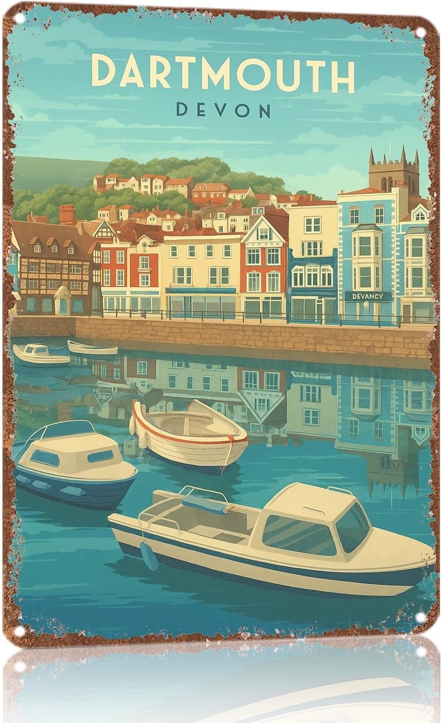 Vintage Dartmouth Devon Coastal Town Tin Metal Signs Home Décor 8x12 Vintage Dartmouth Devon Coastal Town Tin Metal Signs Home Décor 8x12