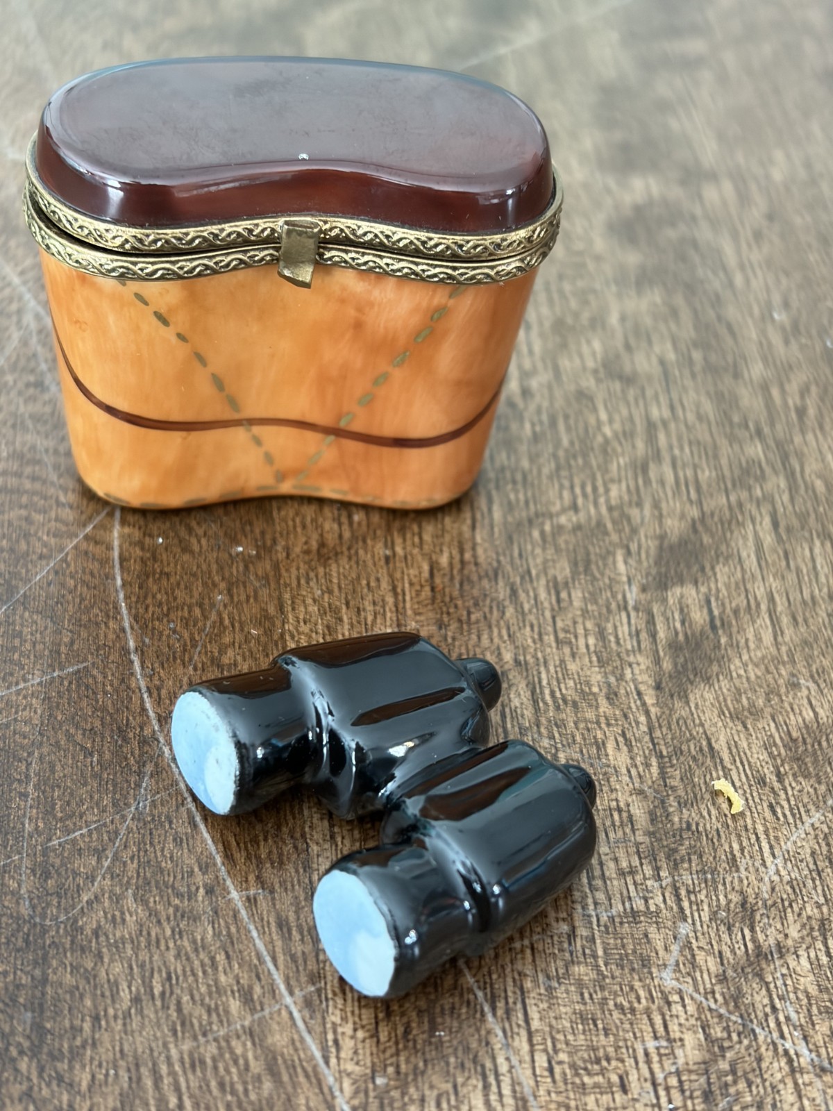 Limoges France Eximious Peint Main Binoculars Case Hinged Trinket Box Limoges France Eximious Peint Main Binoculars Case Hinged Trinket Box