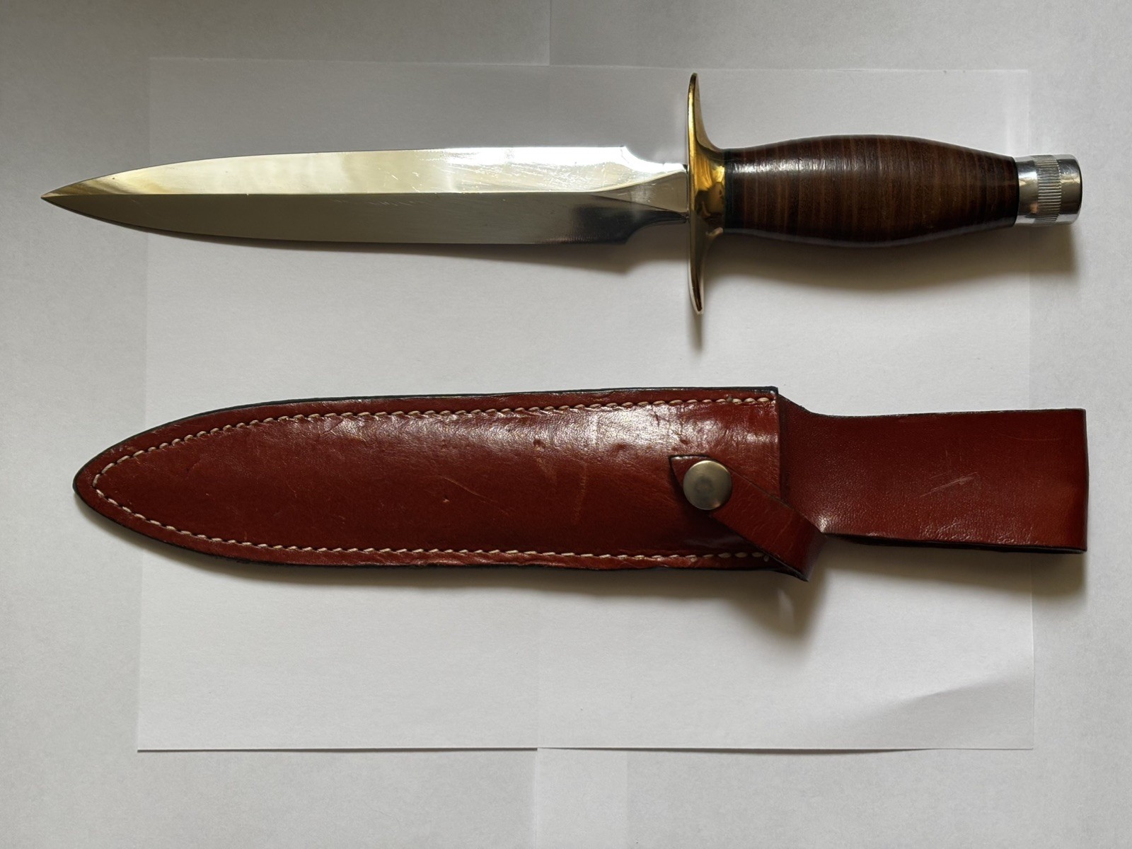 Vintage Italian Italy Dagger Double Edged Commando Spear Point Fighting Knife