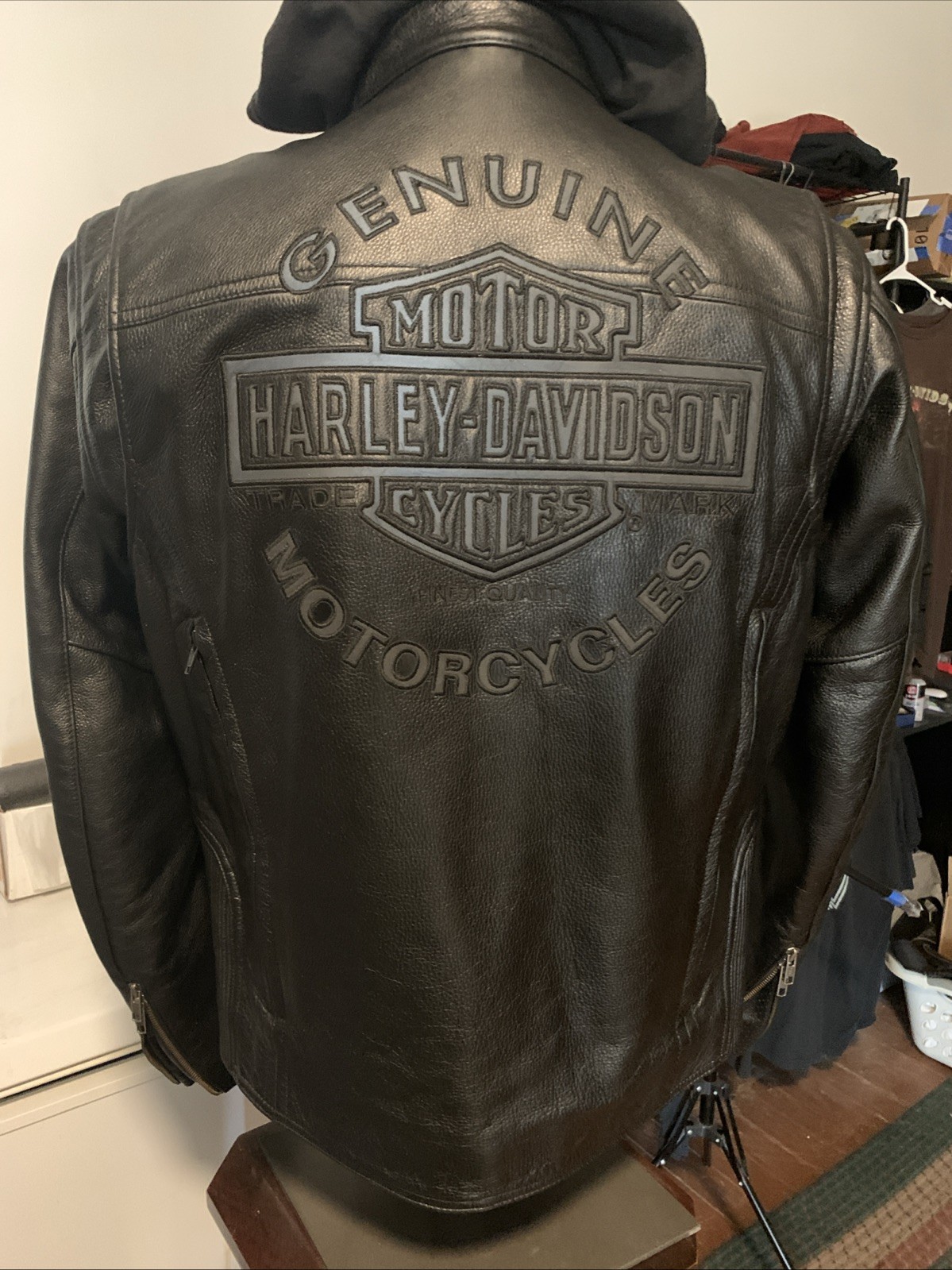 Harley -Davidson Men's 3-in-1 Leather Riding Jacket Embossed Heavyweight Medium