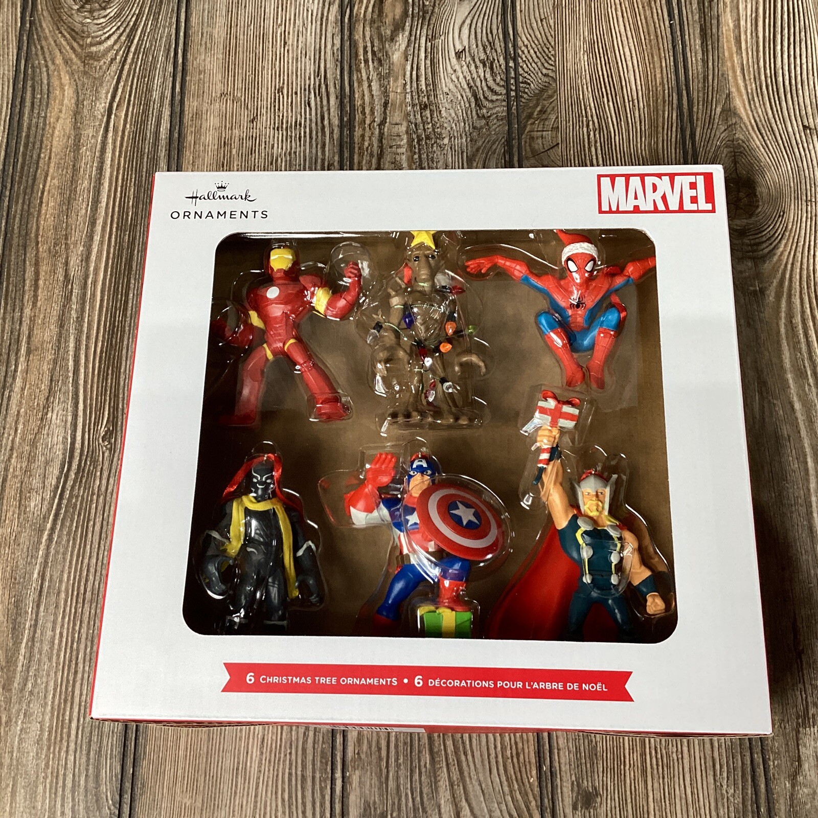 NEW🎄Hallmark Marvel Set 6 Ornaments in Box Captain America Ironman Spiderman