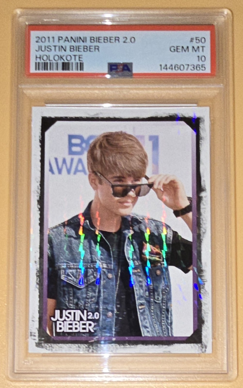 Justin Bieber PSA 10 Low Pop Parallel Holokote 2011 Panini Justin Bieber 2.0 
