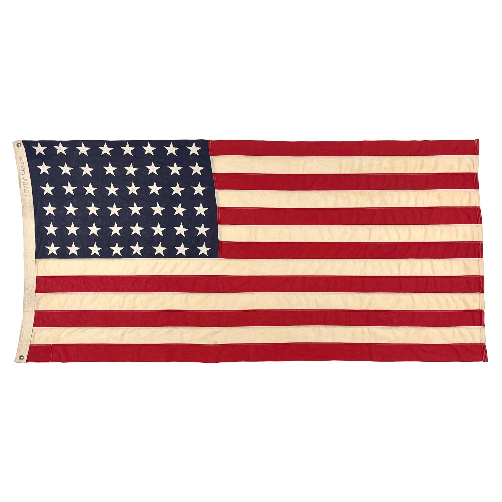 Vintage Cotton Sewn 48 Stars American Cloth Flag USA Antique Textile Art Decor Vintage Cotton Sewn 48 Stars American Cloth Flag USA Antique Textile Art Decor