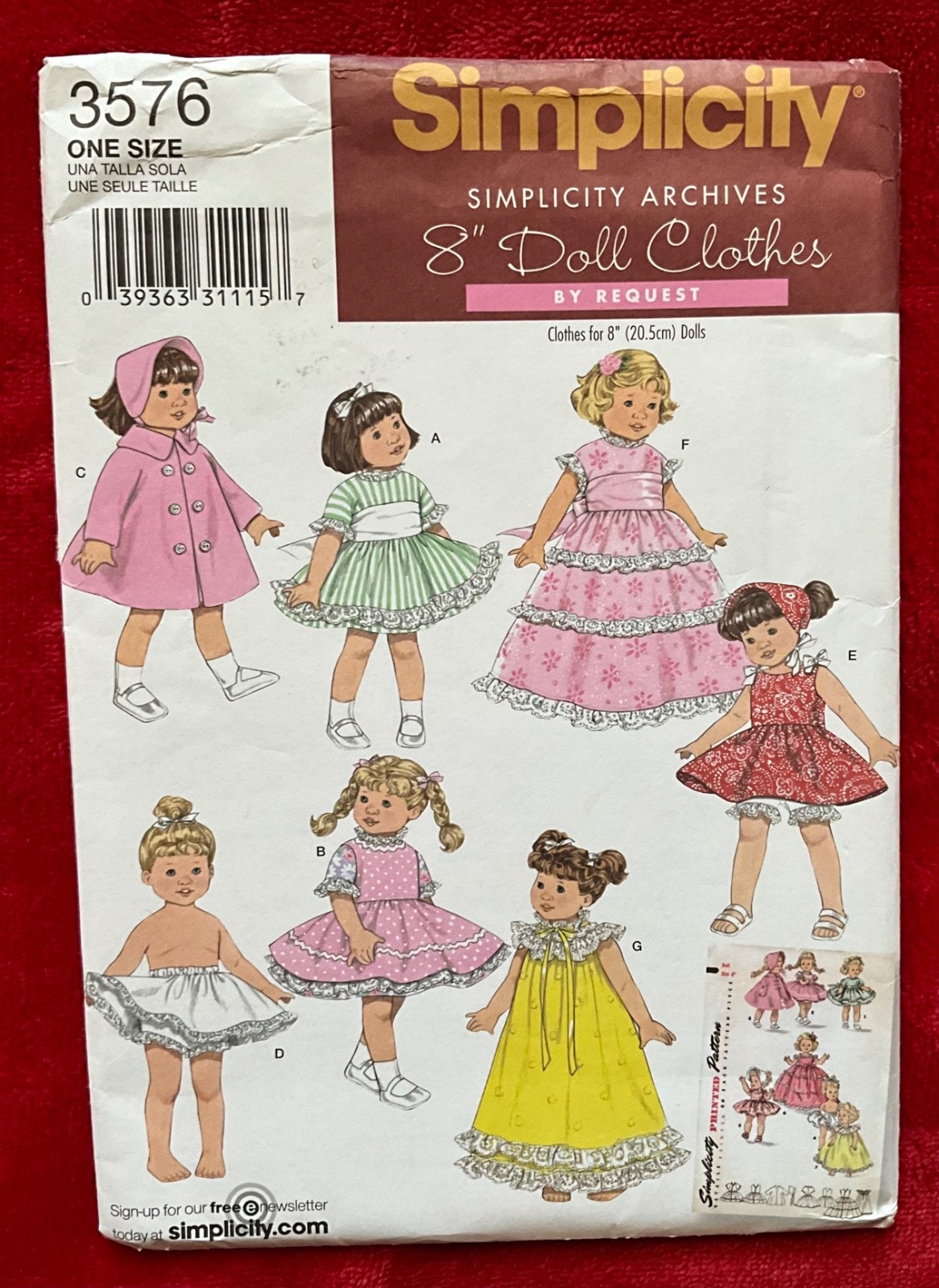 Simplicity # 3576 Uncut 8” Doll Clothes Retro Sewing Pattern Simplicity # 3576 Uncut 8” Doll Clothes Retro Sewing Pattern