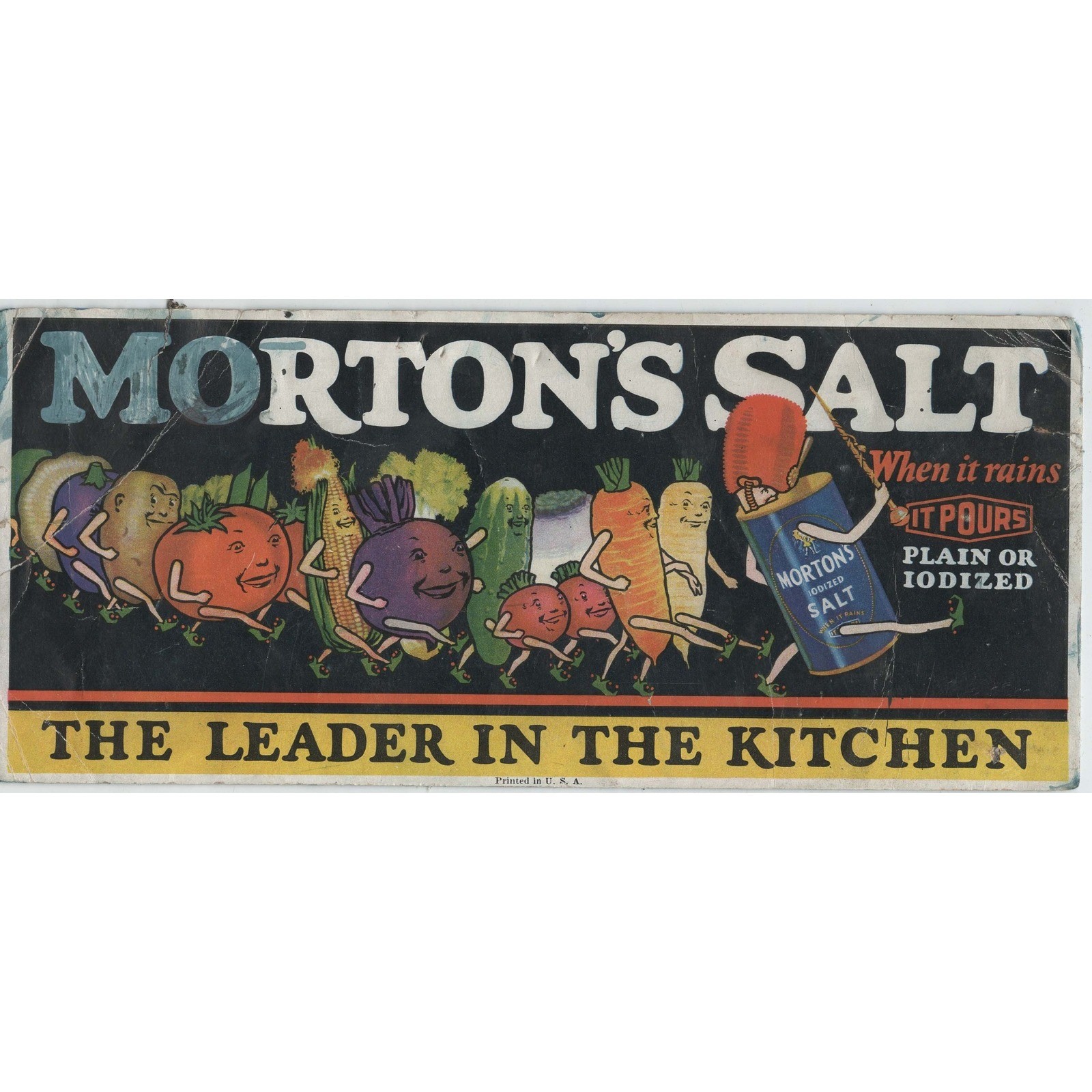 Vintage Morton's Salt Advertising Blotter Anthropomorphic Vegetables Mascot