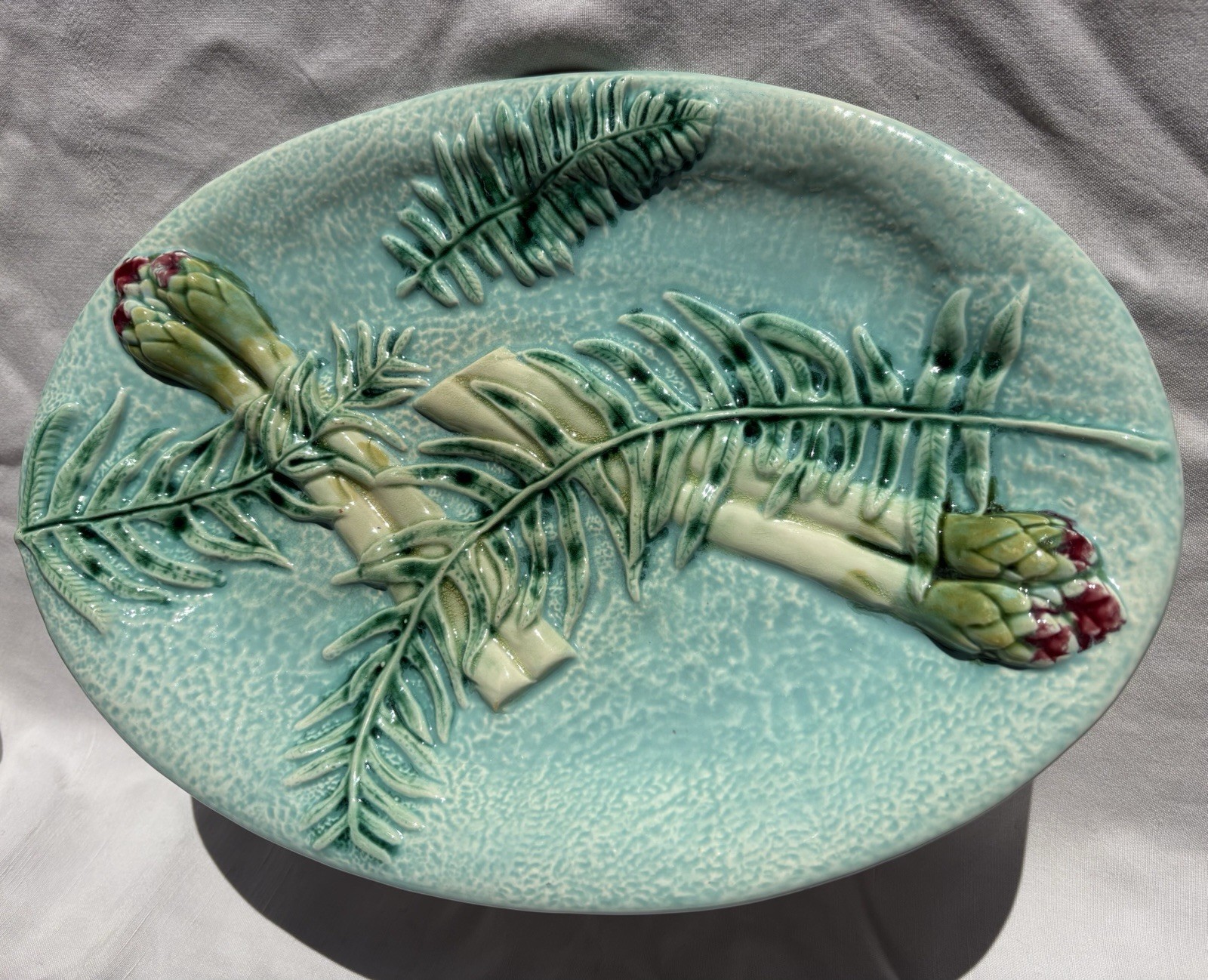 Rare Beautifull Majolica  Asparagus Server Clairefontaine
