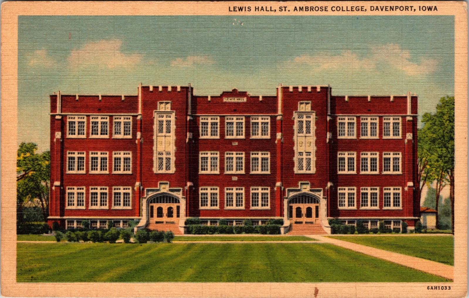 St. Ambrose College Davenport Iowa 1917-1929 Era Vintage Postcard St. Ambrose College Davenport Iowa 1917-1929 Era Vintage Postcard