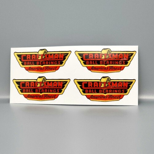 CRAFTSMAN BALL BEARINGS Vintage Style DECALS, 2.5 Inch Vinyl STICKERS x 4 CRAFTSMAN BALL BEARINGS Vintage Style DECALS, 2.5 Inch Vinyl STICKERS x 4