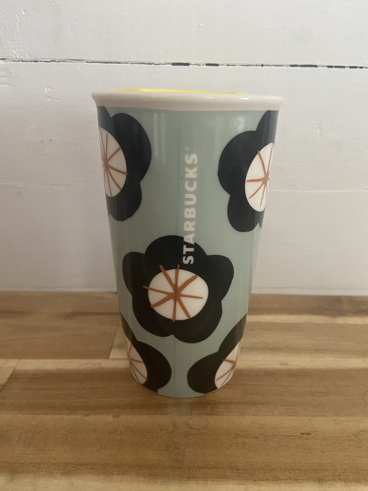 Starbucks Green Spring Black Floral Ceramic Traveler Tumbler 12oz Starbucks Green Spring Black Floral Ceramic Traveler Tumbler 12oz